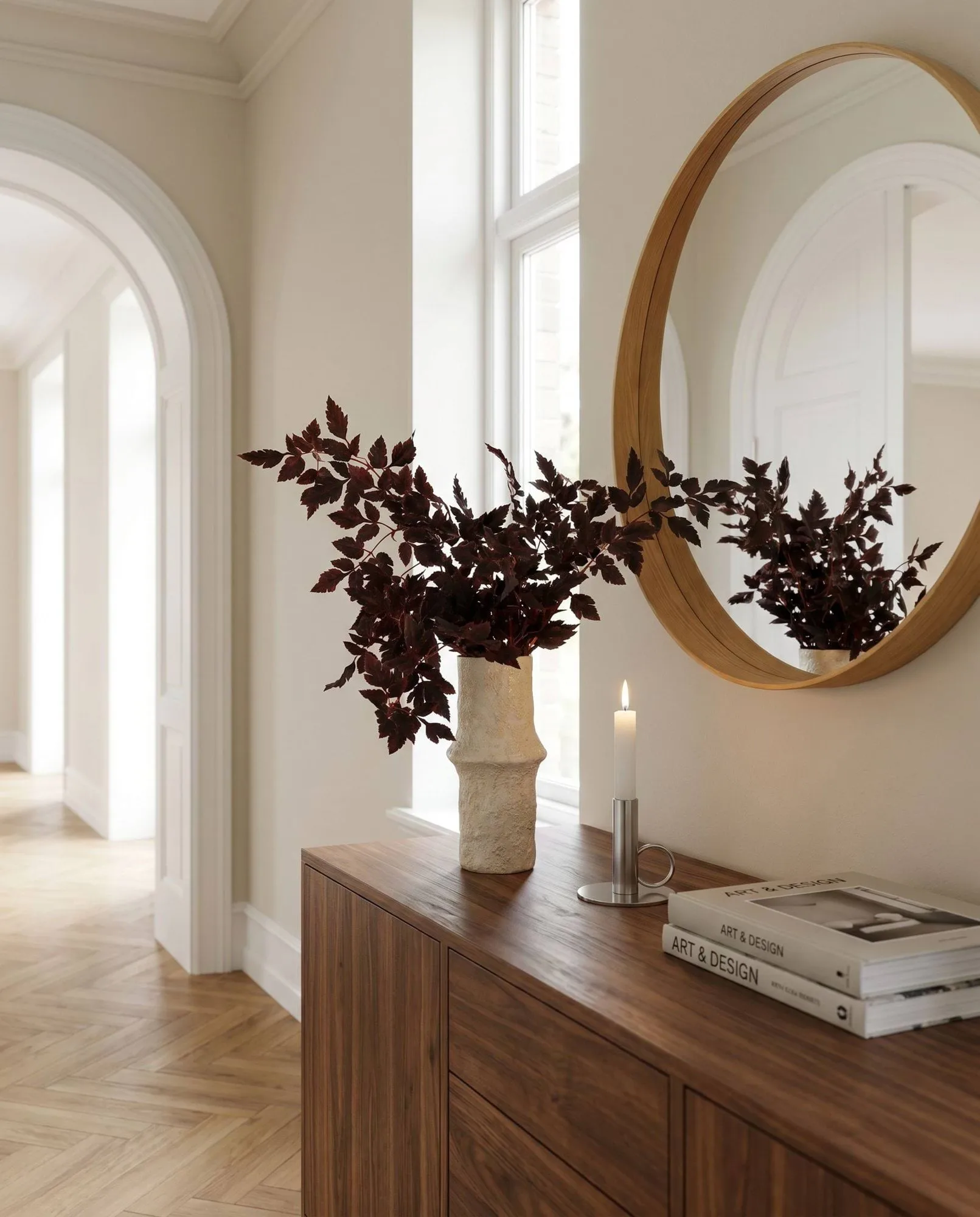 Burgundy Plum Leaves bouquet artificiale, Rosso, 85 cm, 1 pz Botané