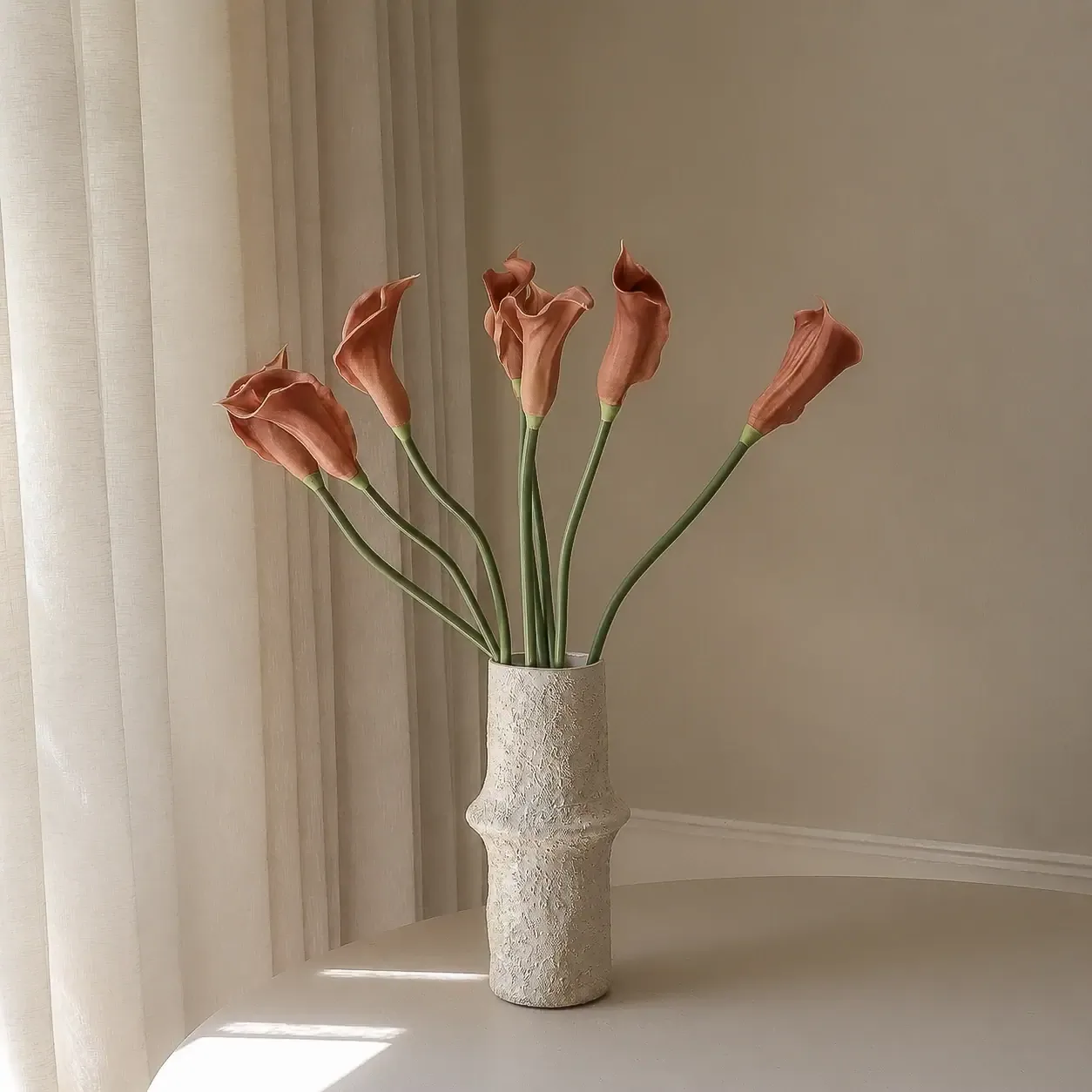 Calla giglio bouquet artificiale, Marrone, 62 cm, 8 pz Botané
