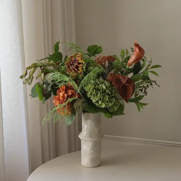 Cedar Grove bouquet artificiale - Ortensia-dalia cacactus metà-calla, 90 cm, 14 pz - Botané