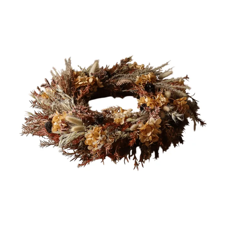 Golden Meadow Wreath ghirlanda - Ortensia-erba secca-felce-orecchie di lepre, Ø40 cm - Botané