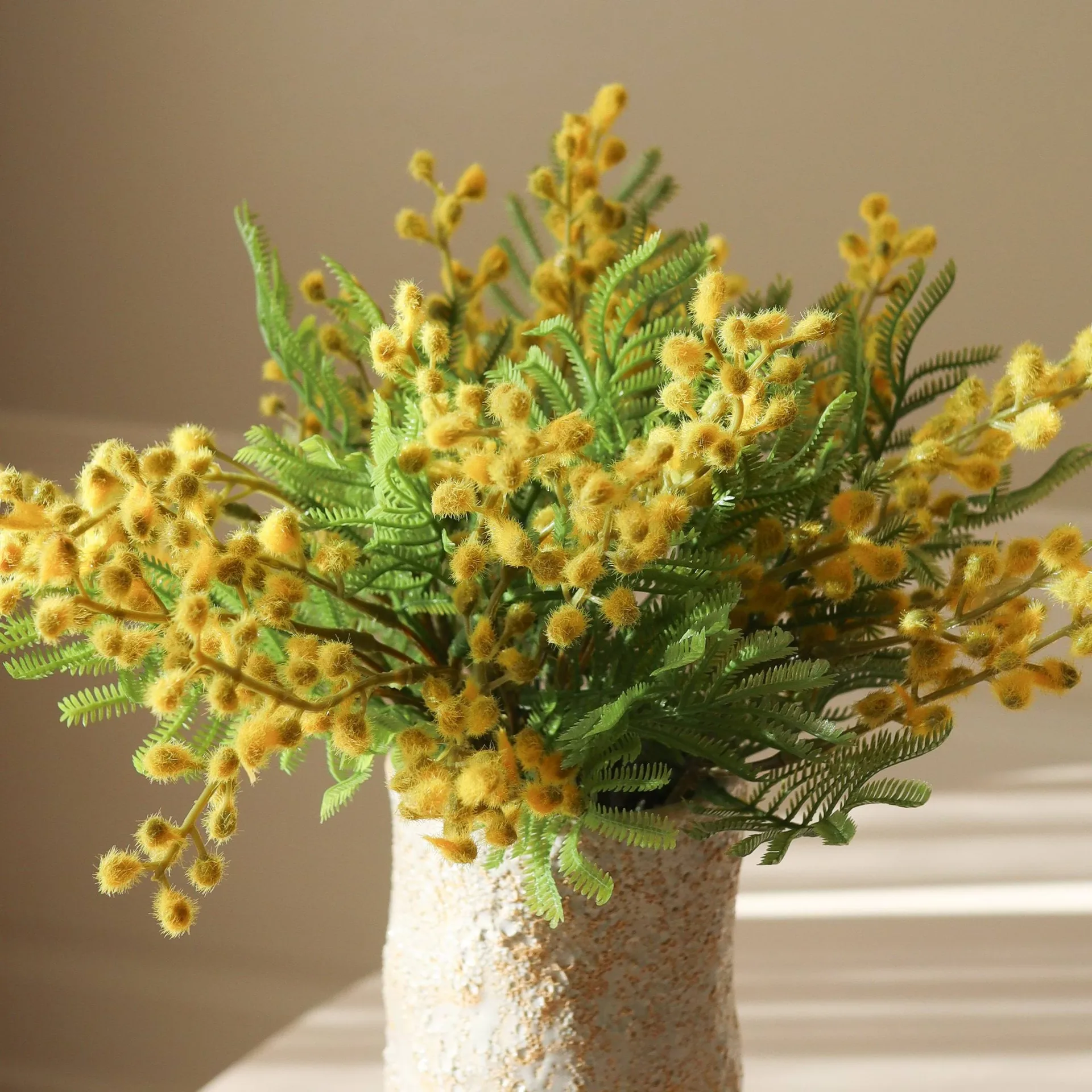 Mimosa bouquet artificiale, Mini, giallo 10 pz Botané