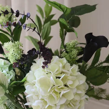 Moonlit Garden bouquet artificiale - Ortensia-tulipano pappagallo-calla, 106 cm, 17 pz - Botané