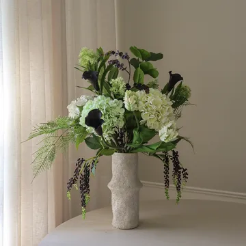 Moonlit Garden bouquet artificiale - Ortensia-tulipano pappagallo-calla, 106 cm, 17 pz - Botané