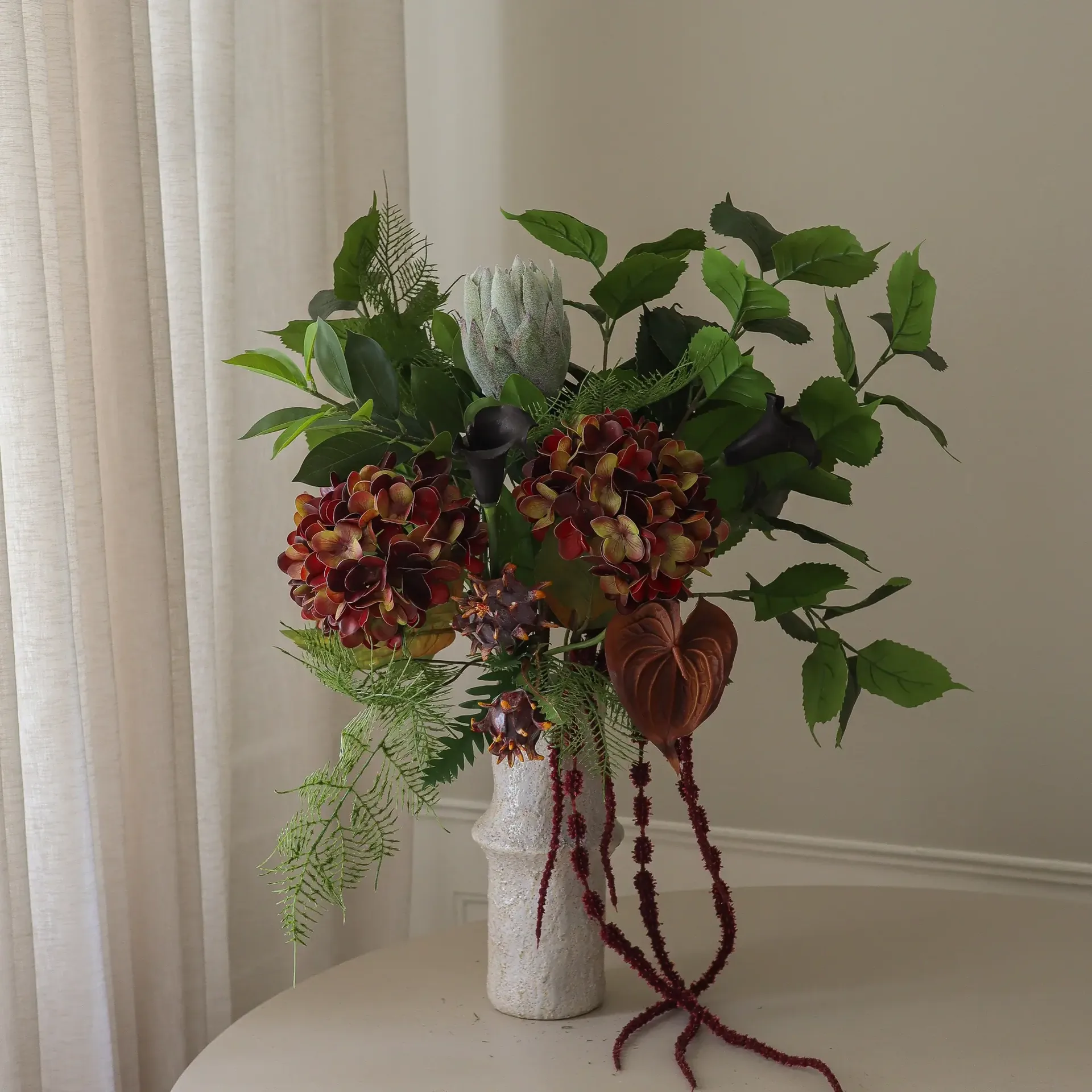 Noir Botanica bouquet artificiale, Ortensia-calla-anthurium 112 cm, 15 pz Botané