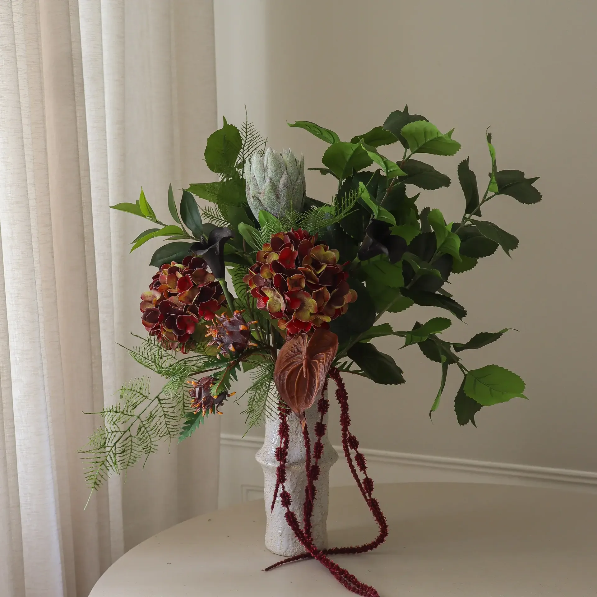 Noir Botanica bouquet artificiale, Ortensia-calla-anthurium 112 cm, 15 pz Botané