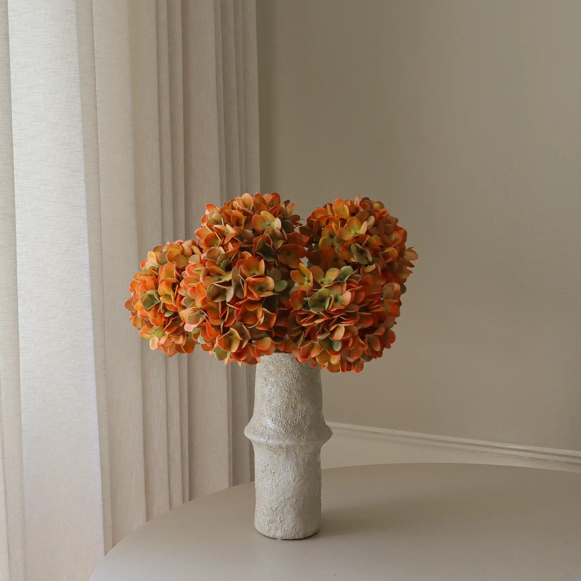 Ortensia bouquet artificiale, Arancione, 60 cm, 6 pz Botané