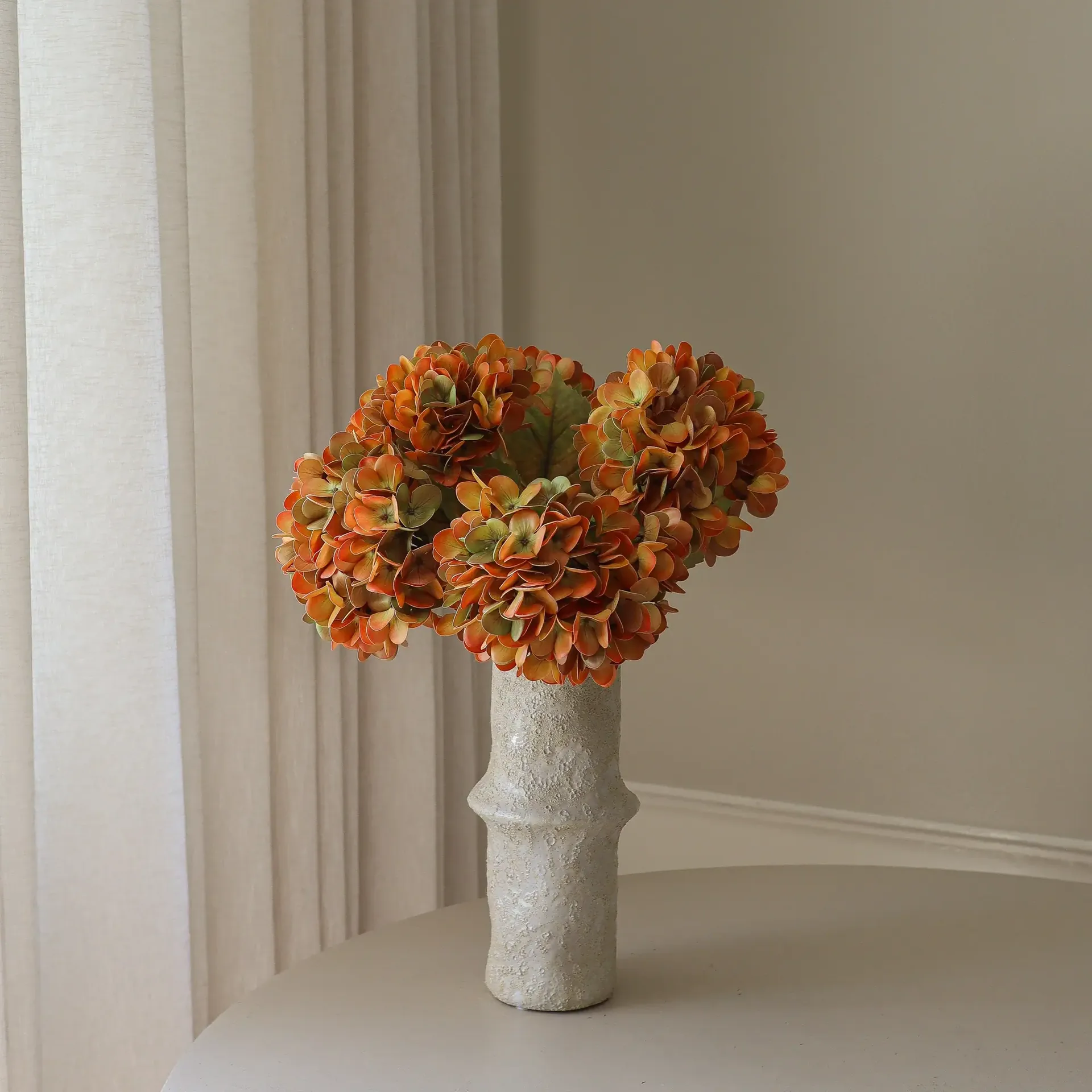 Ortensia bouquet artificiale, Arancione, 60 cm, 6 pz Botané