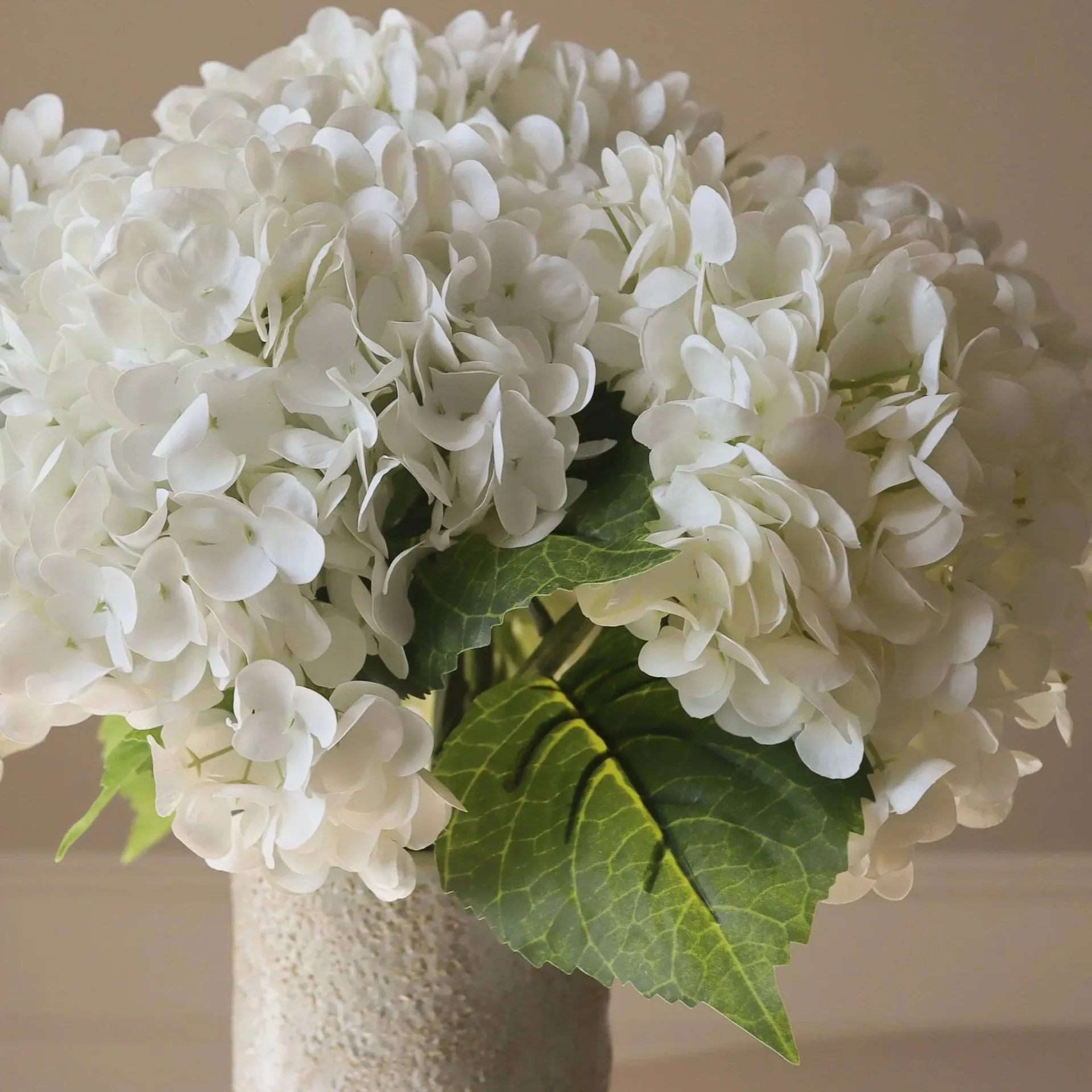Ortensia bouquet artificiale, Bianco, 7 pz Botané