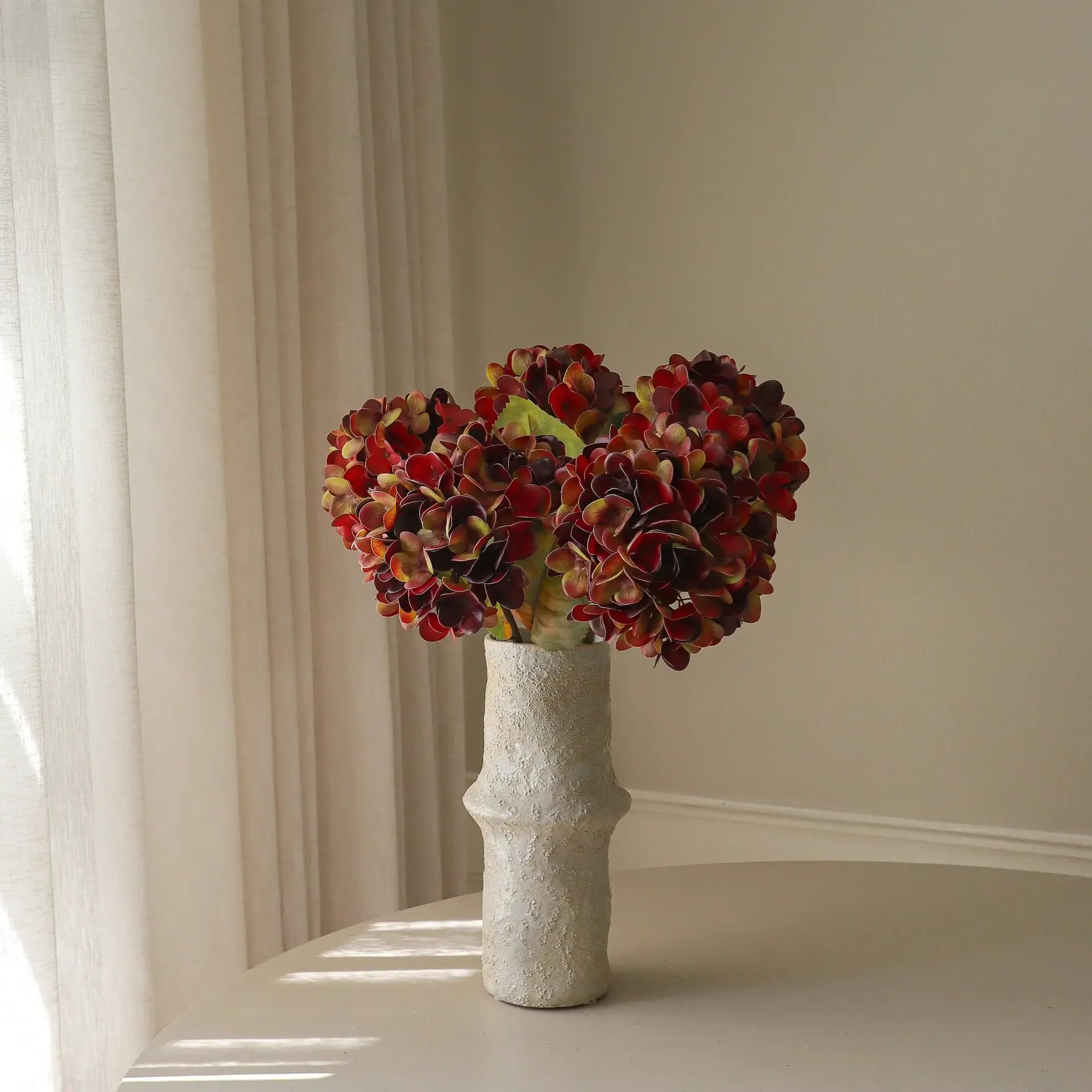 Ortensia bouquet artificiale, Bordeaux intenso, 60 cm, 6 pz Botané