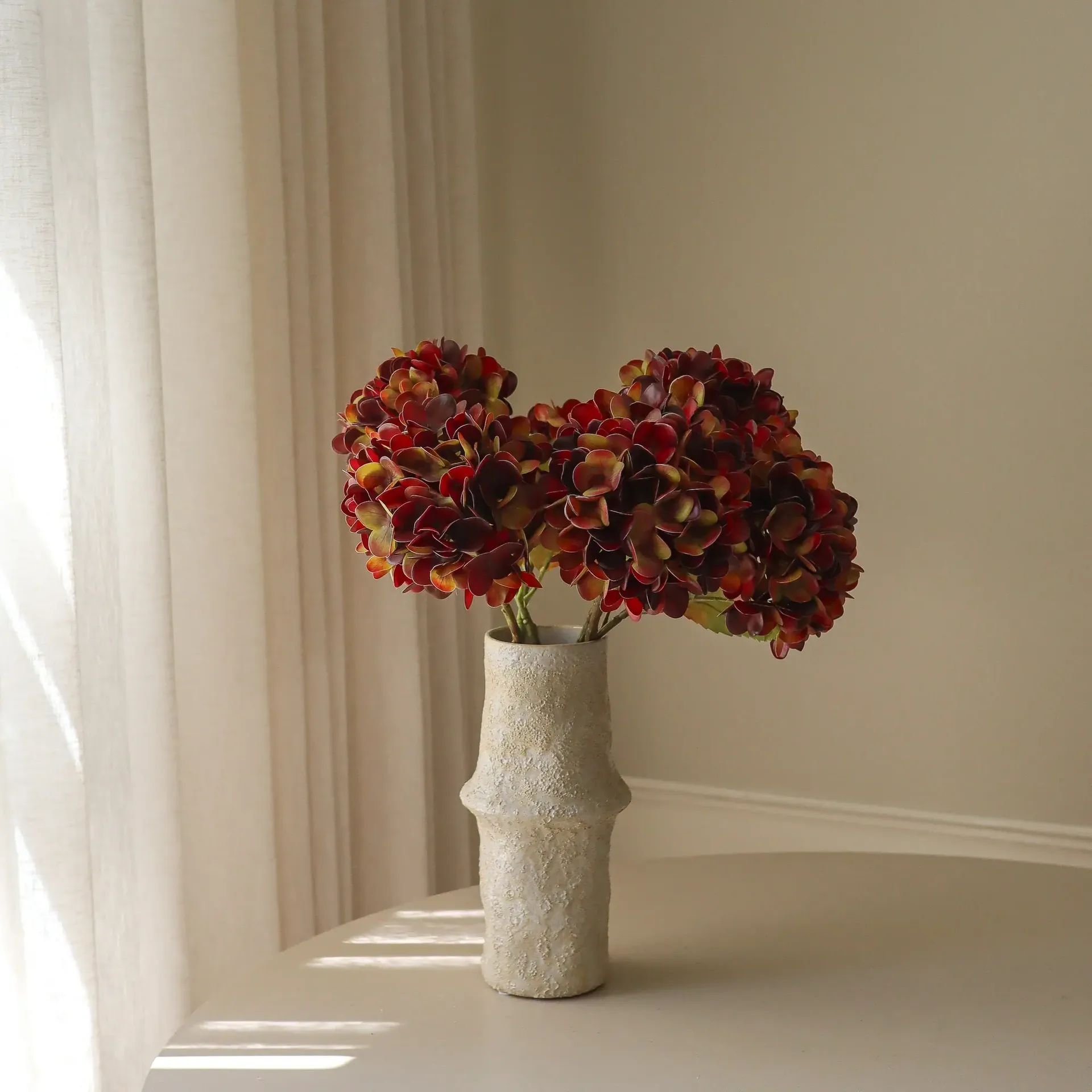Ortensia bouquet artificiale, Bordeaux intenso, 60 cm, 6 pz Botané