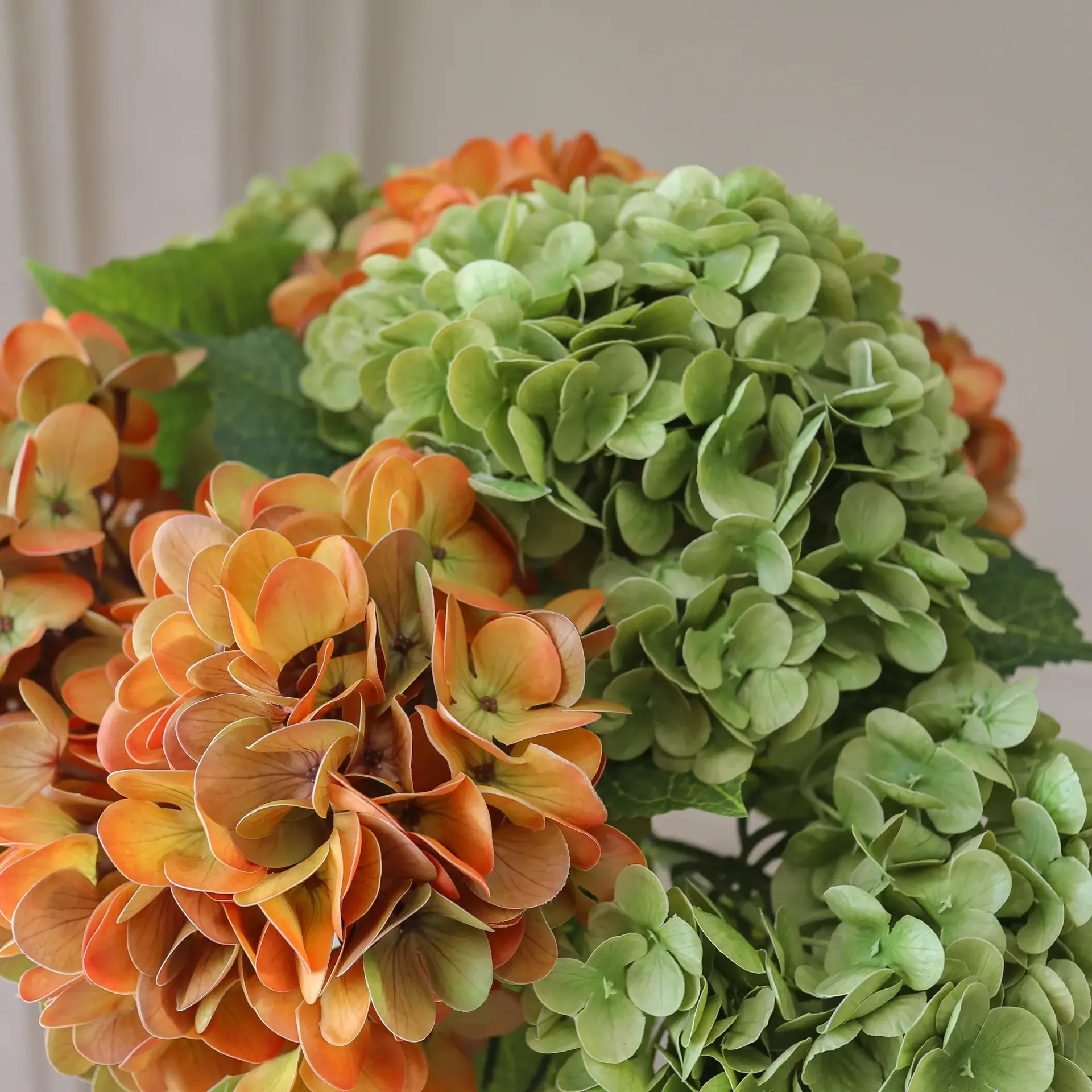 Ortensia bouquet artificiale, Copper, 60 cm, 7 pz Botané