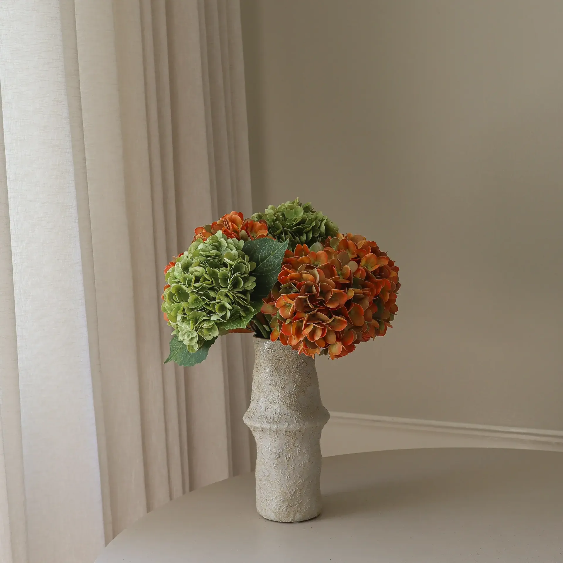 Ortensia bouquet artificiale, Copper, 60 cm, 7 pz Botané