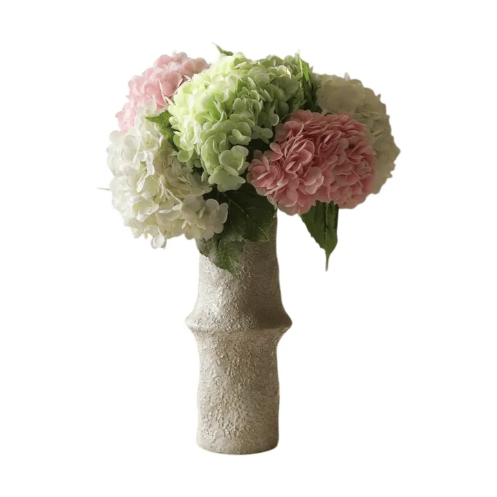 Ortensia bouquet artificiale - Rosa-bianco-verde, 7 pz - Botané
