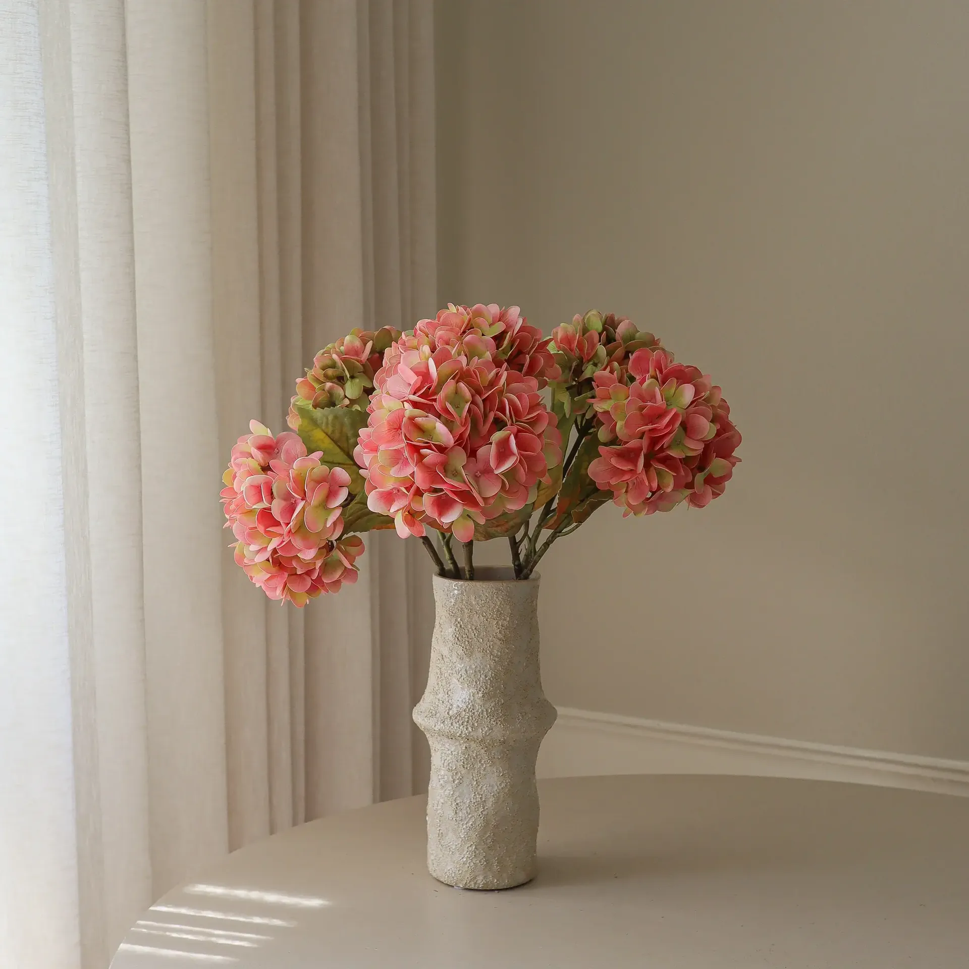 Ortensia bouquet artificiale, Rosa soft, 60 cm, 5 pz Botané
