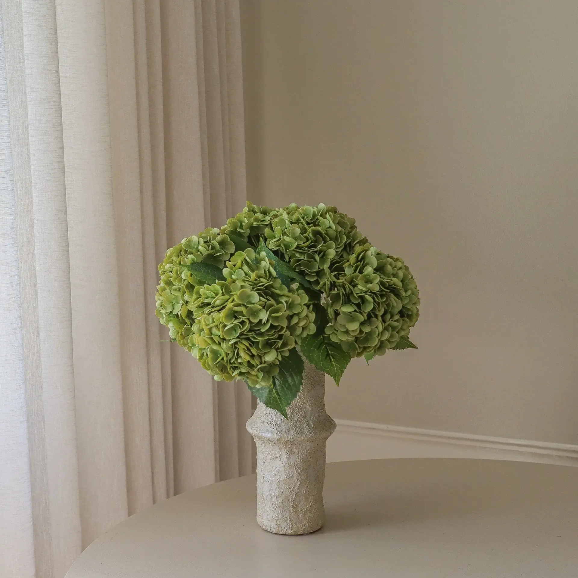 Ortensia bouquet artificiale, Verde muschio, 51 cm, 6 pz Botané
