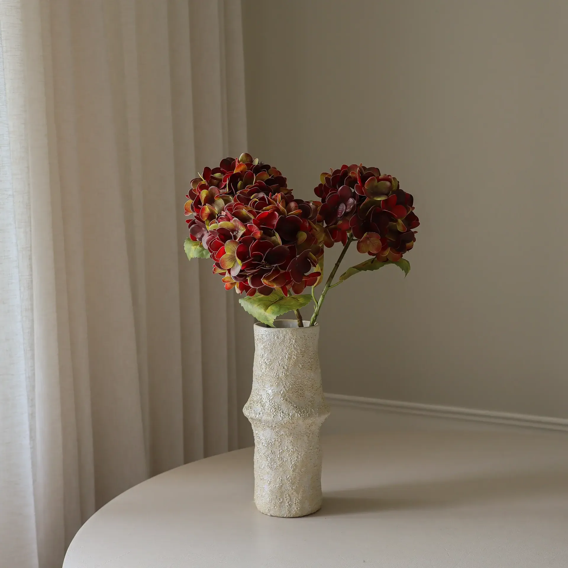 Ortensia fiore artificiale, Bordeaux scuro, 60 cm, 1 pz Botané