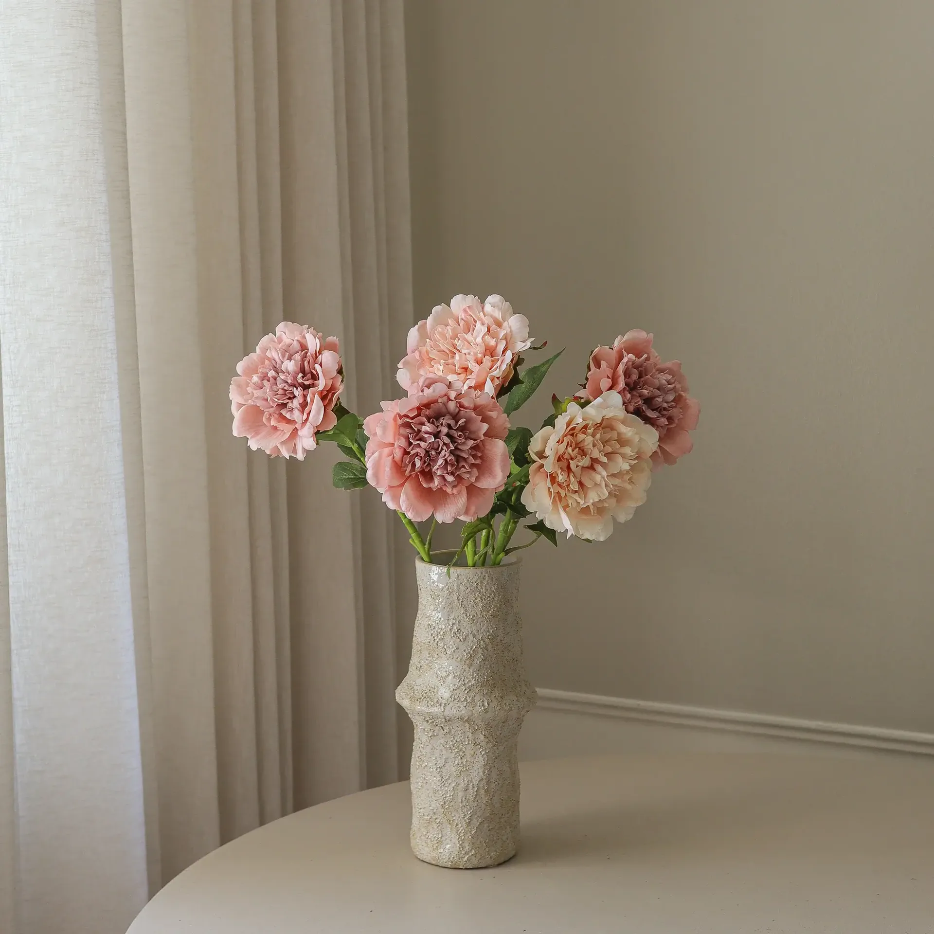 Peonie bouquet artificiale, Dusty, 5 pz Botané