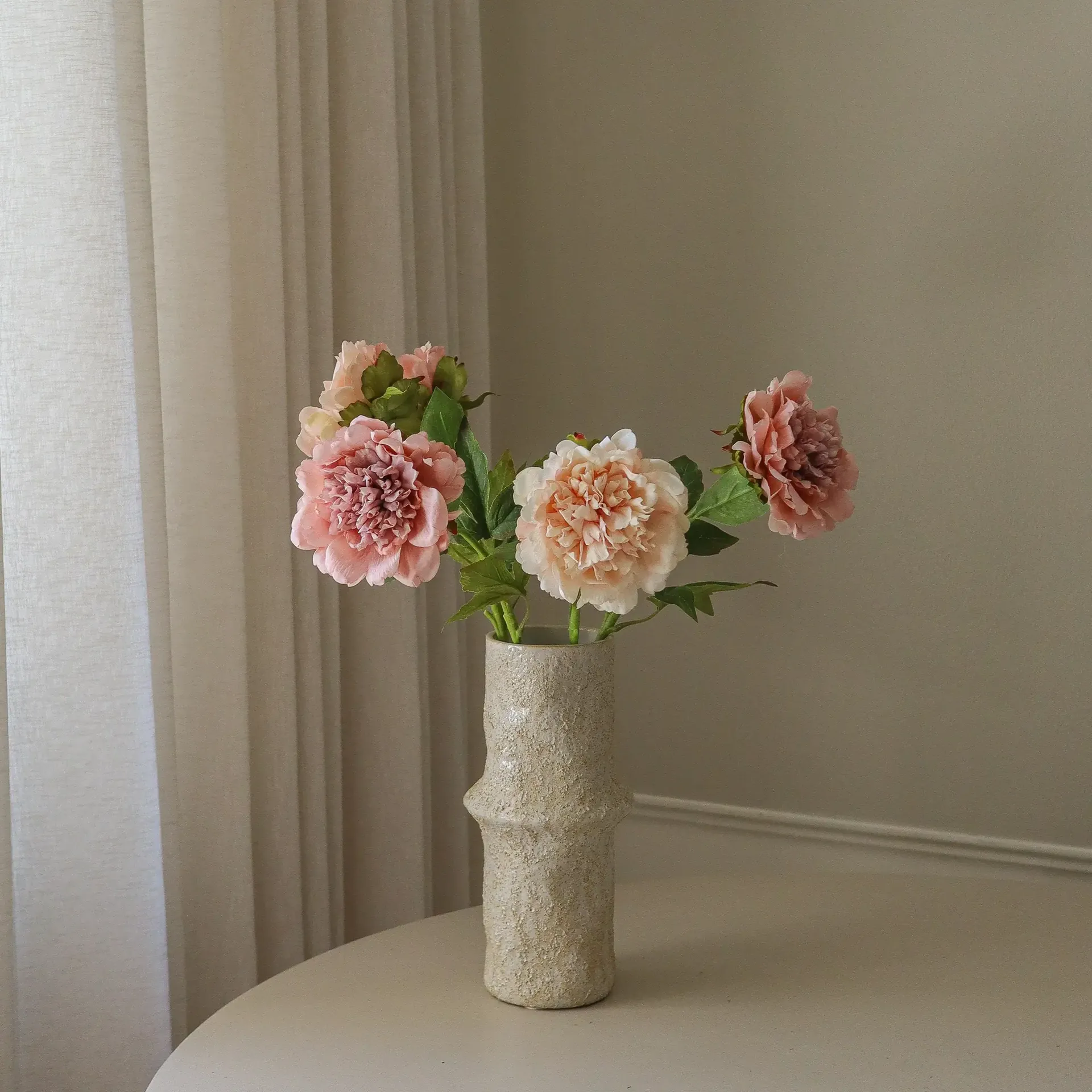 Peonie bouquet artificiale, Dusty, 5 pz Botané
