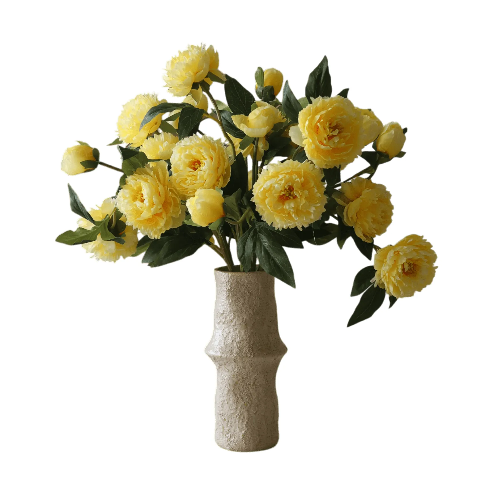 Peonie bouquet artificiale, Large, giallo 7 pz Botané