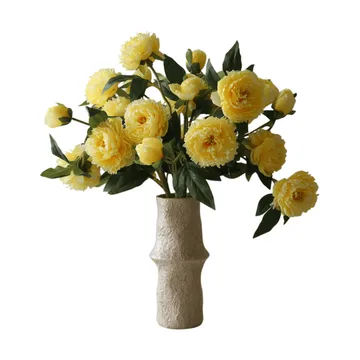 Peonie bouquet artificiale - Large, giallo 7 pz - Botané
