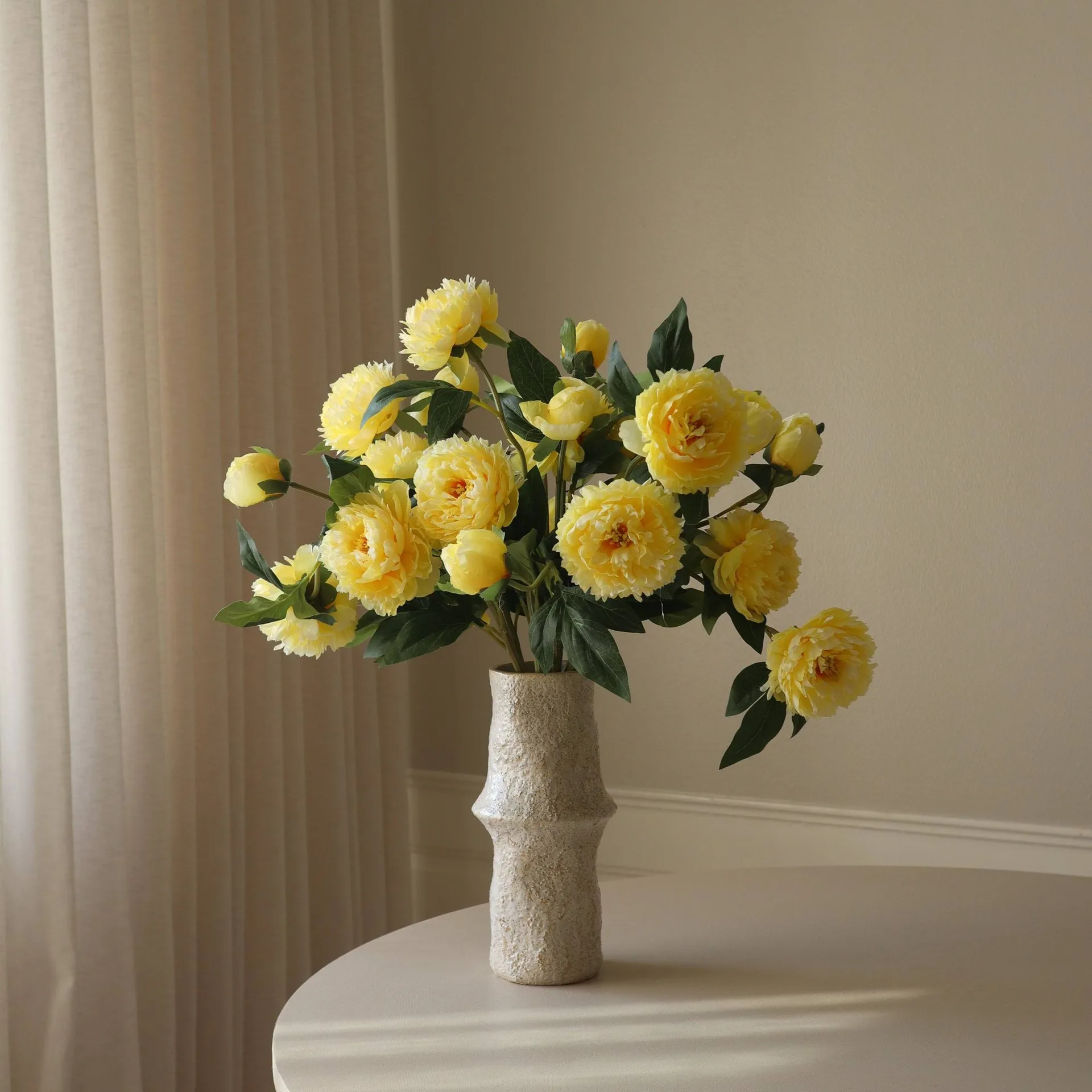Peonie bouquet artificiale, Large, giallo 7 pz Botané