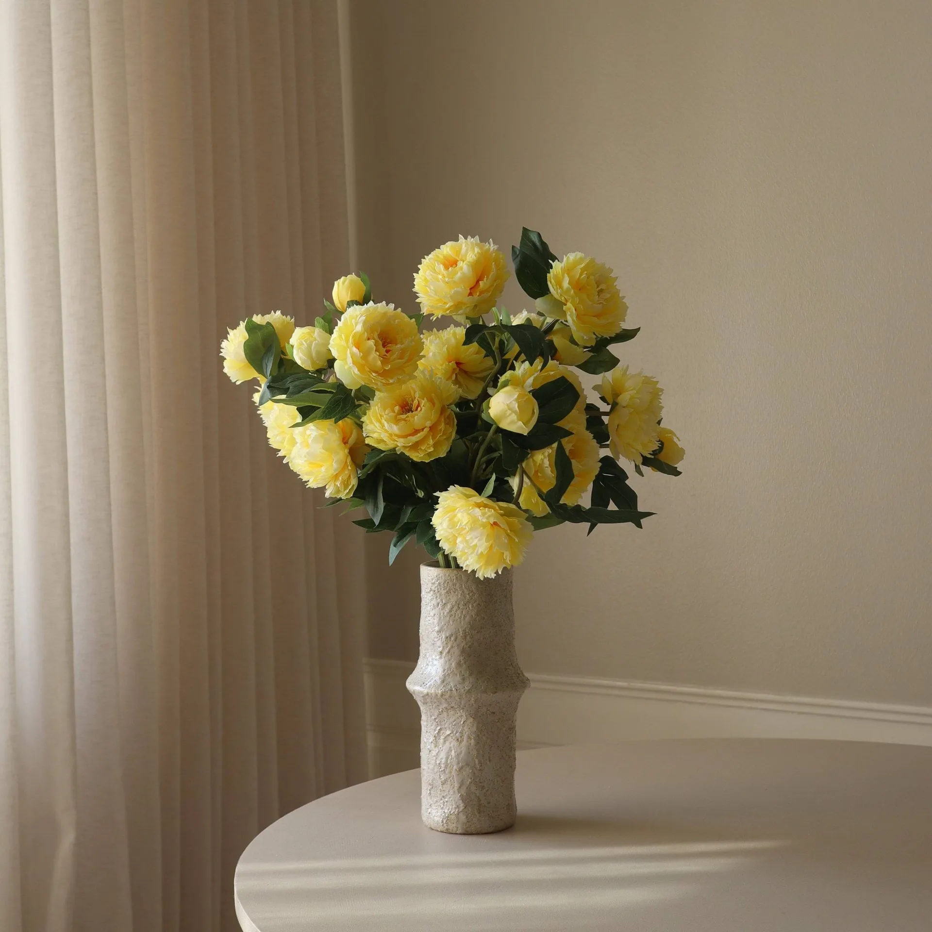 Peonie bouquet artificiale, Large, giallo 7 pz Botané