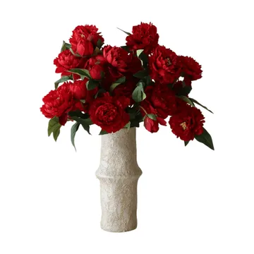 Peonie bouquet artificiale - Large, rosso 7 pz - Botané