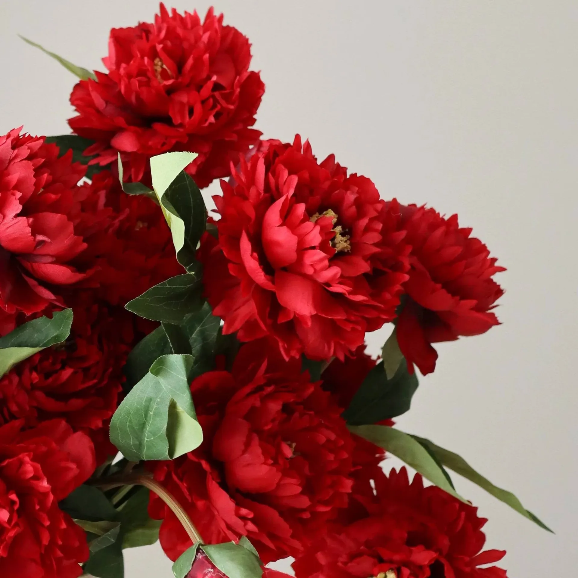 Peonie bouquet artificiale, Large, rosso 7 pz Botané