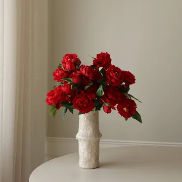 Peonie bouquet artificiale - Large, rosso 7 pz - Botané