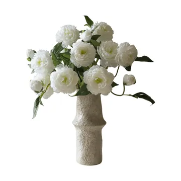 Peonie bouquet artificiale - Medium, bianco 5 pz - Botané