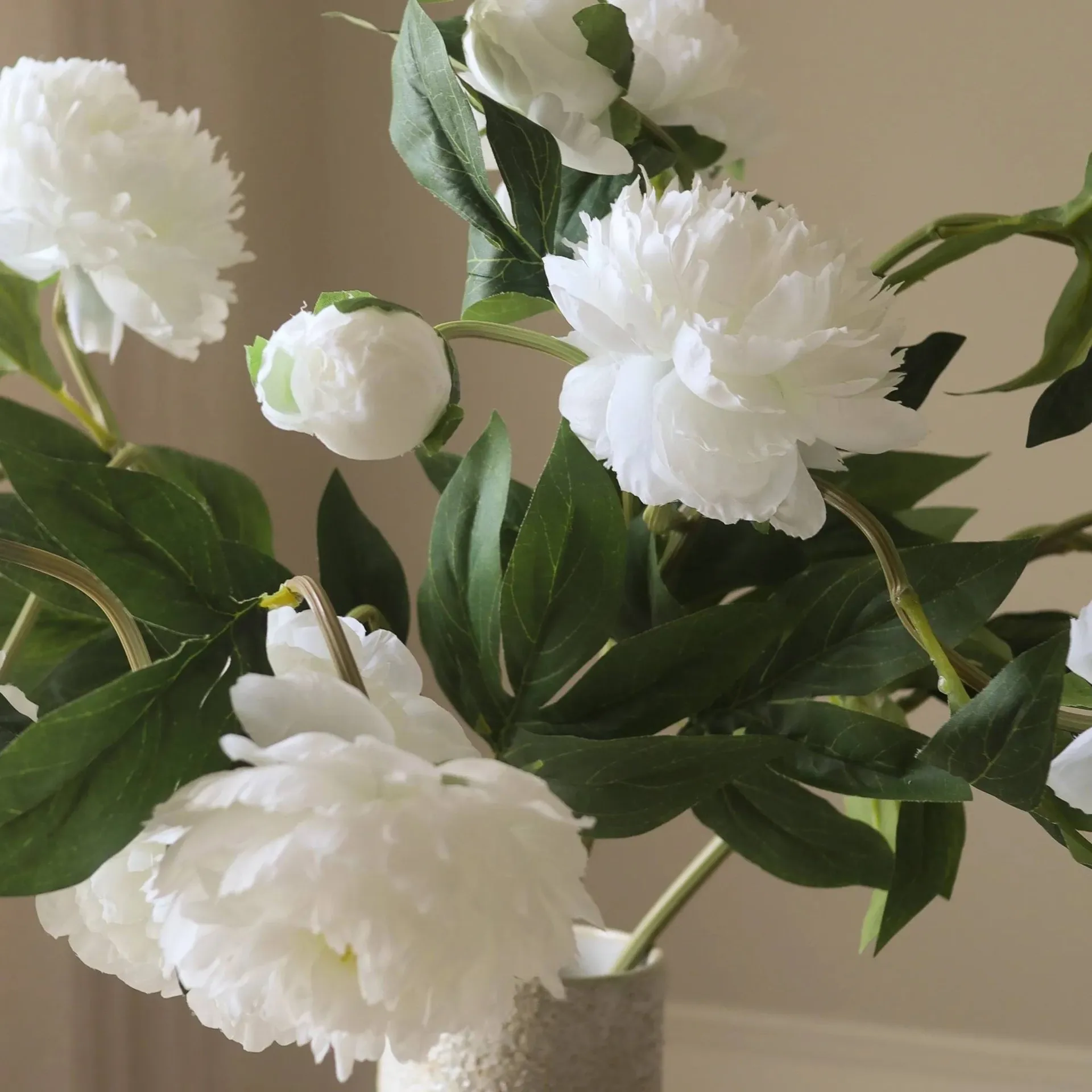 Peonie bouquet artificiale, Medium, bianco 5 pz Botané