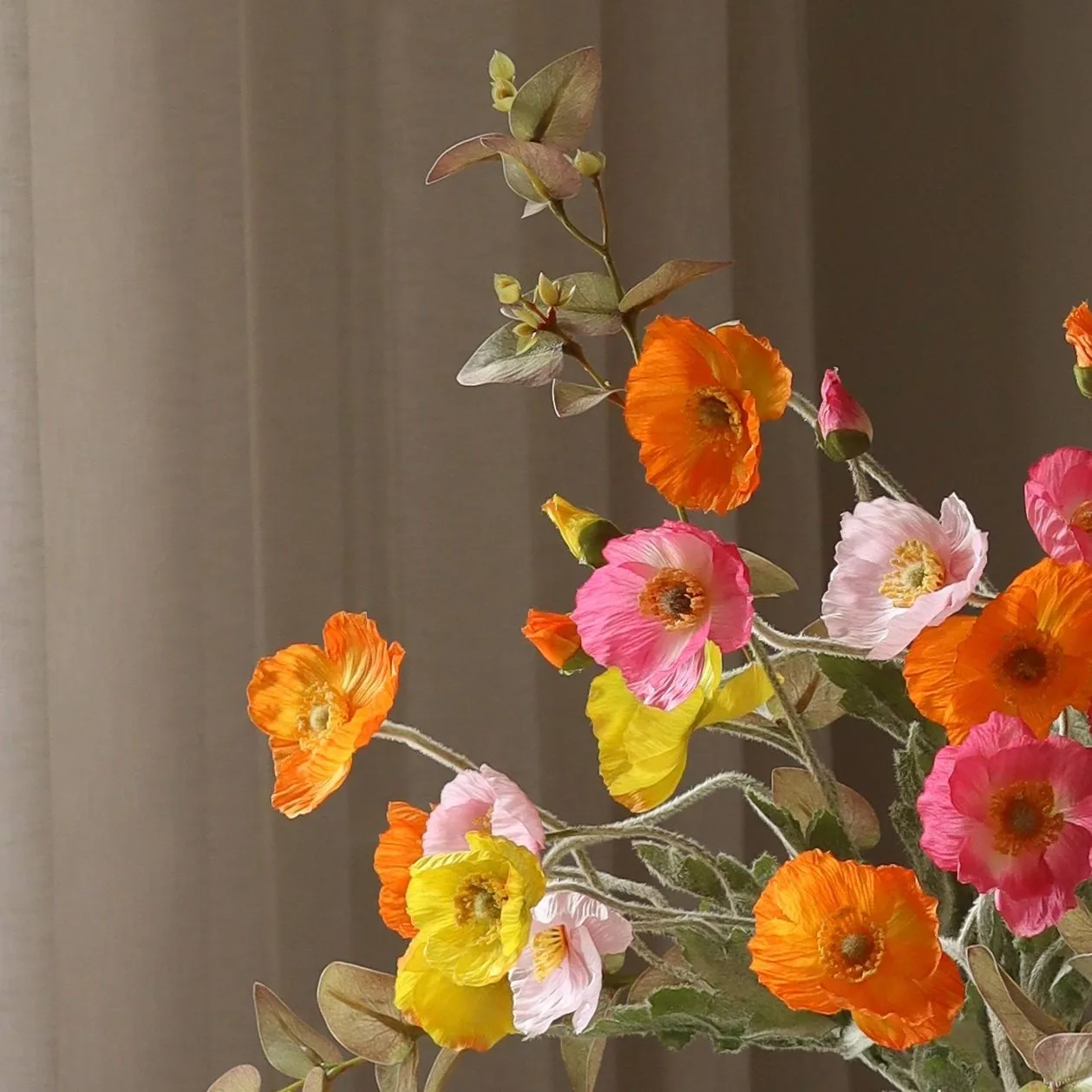 Poppy Spritz bouquet artificiale, Papavero-eucalipto 10 pz Botané