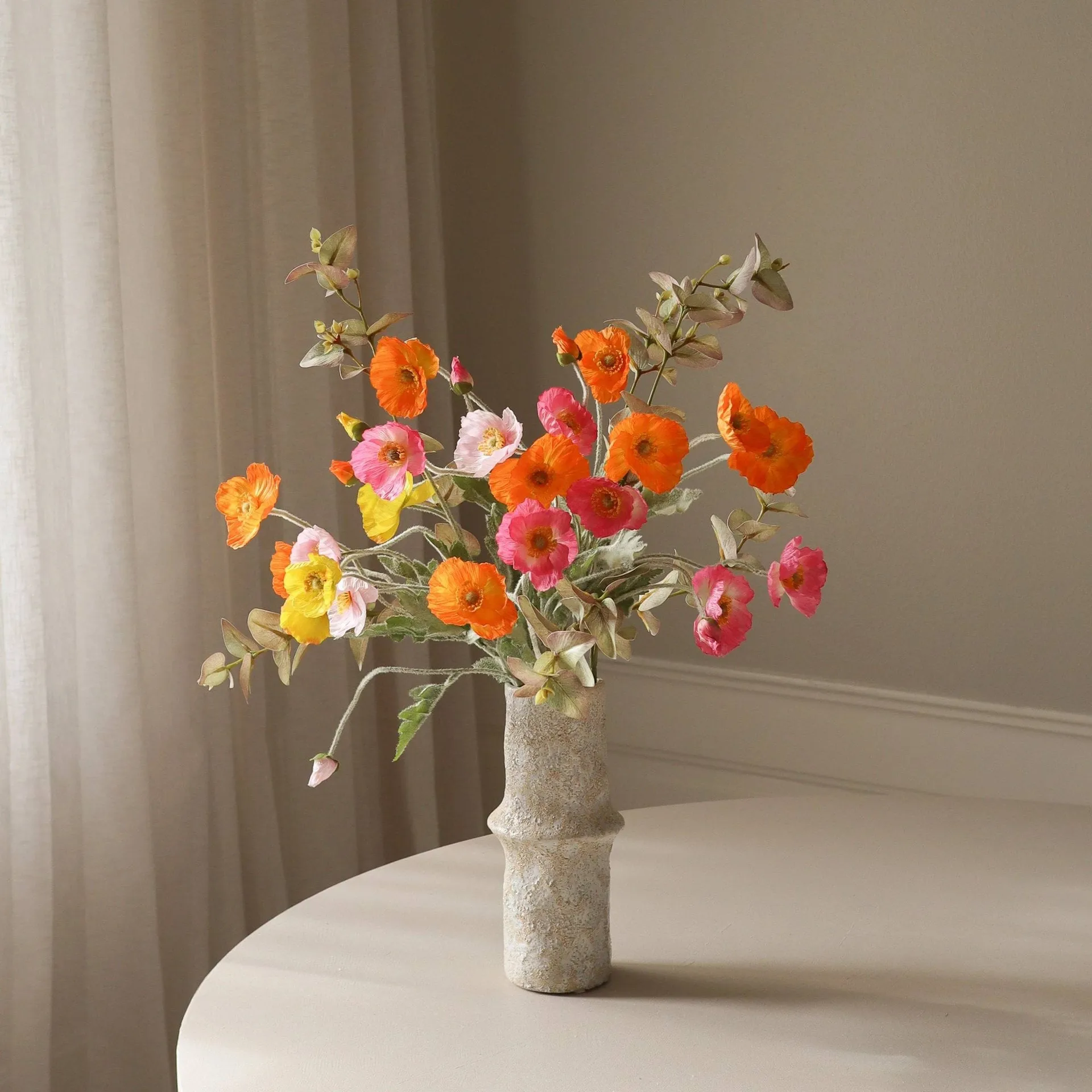 Poppy Spritz bouquet artificiale, Papavero-eucalipto 10 pz Botané
