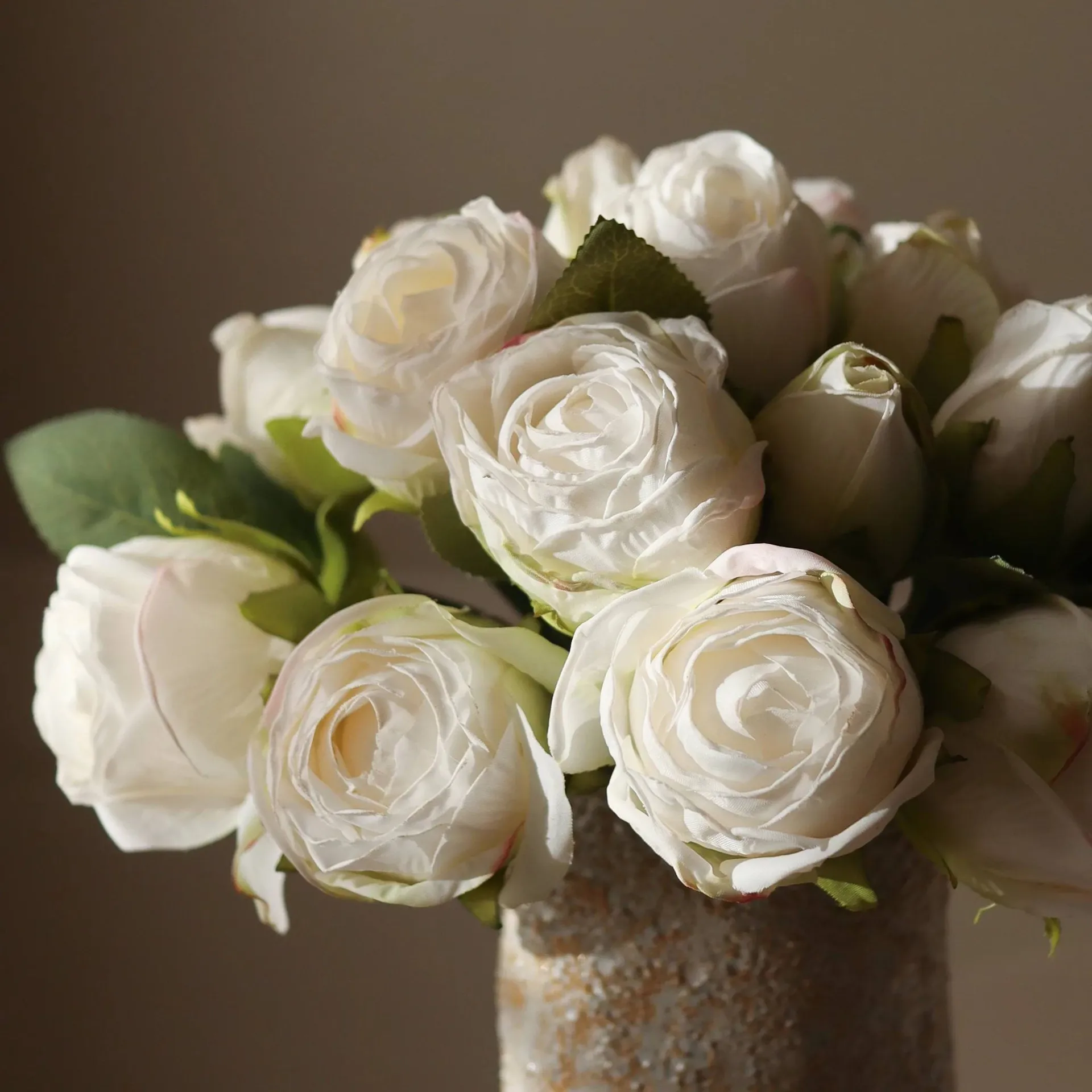 Rose bouquet artificiale, Mini, bianco 10 pz Botané