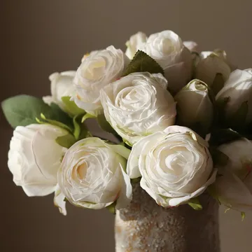Rose bouquet artificiale - Mini, bianco 10 pz - Botané