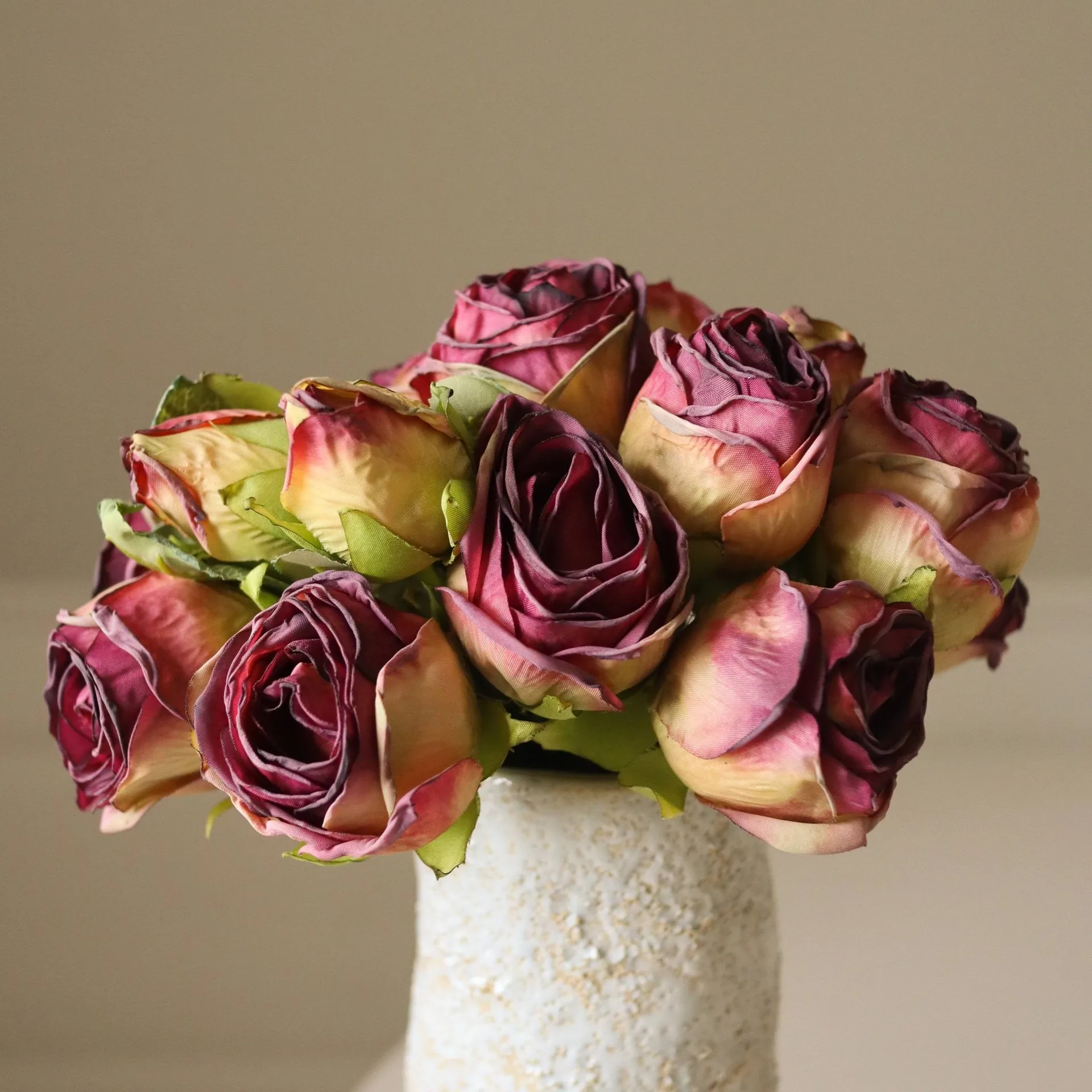 Rose bouquet artificiale, Mini, rosso 10 pz Botané
