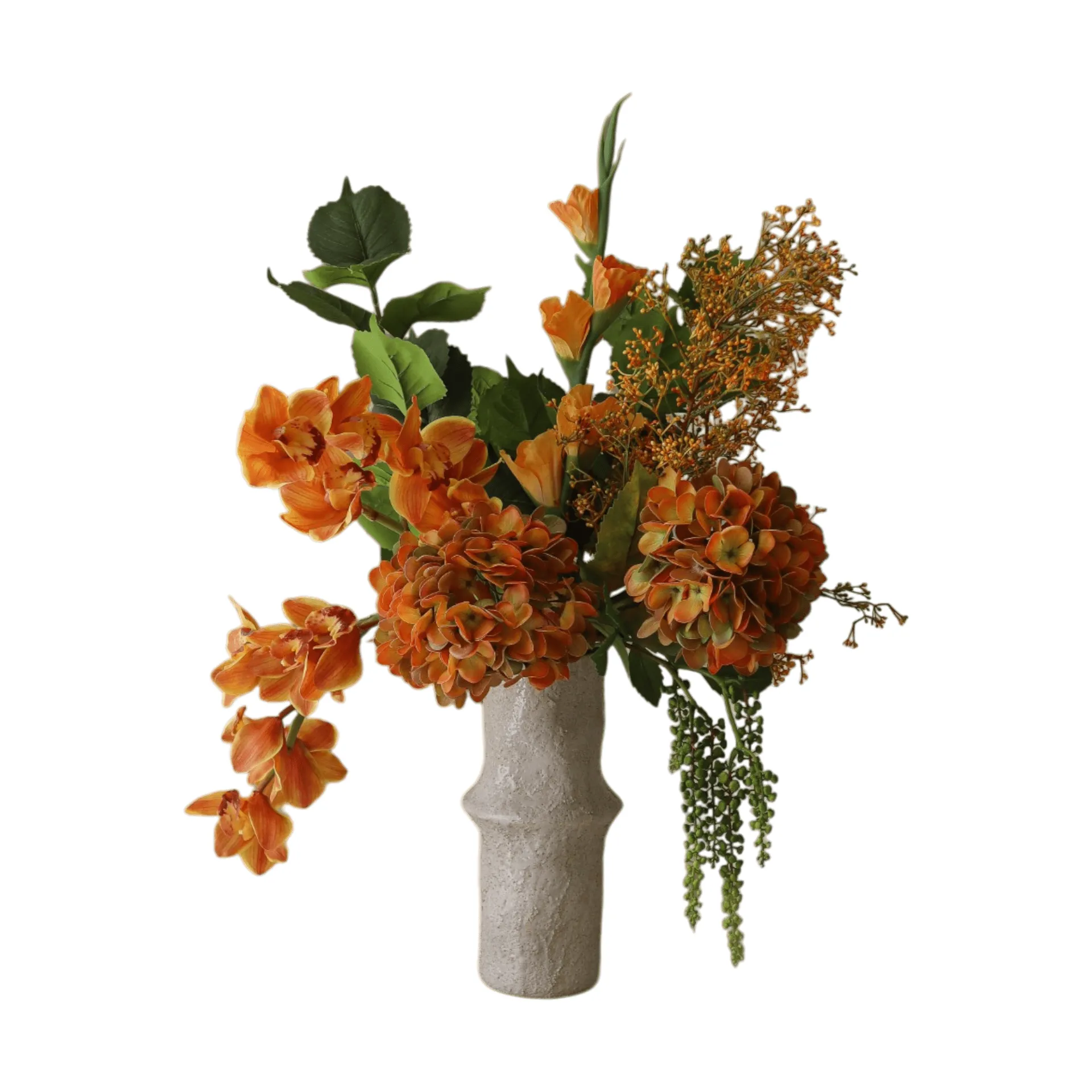 The Orangery bouquet artificiale, Orchidea cymbidium-gladiolo-ortensia, 85 cm, 10 pz Botané