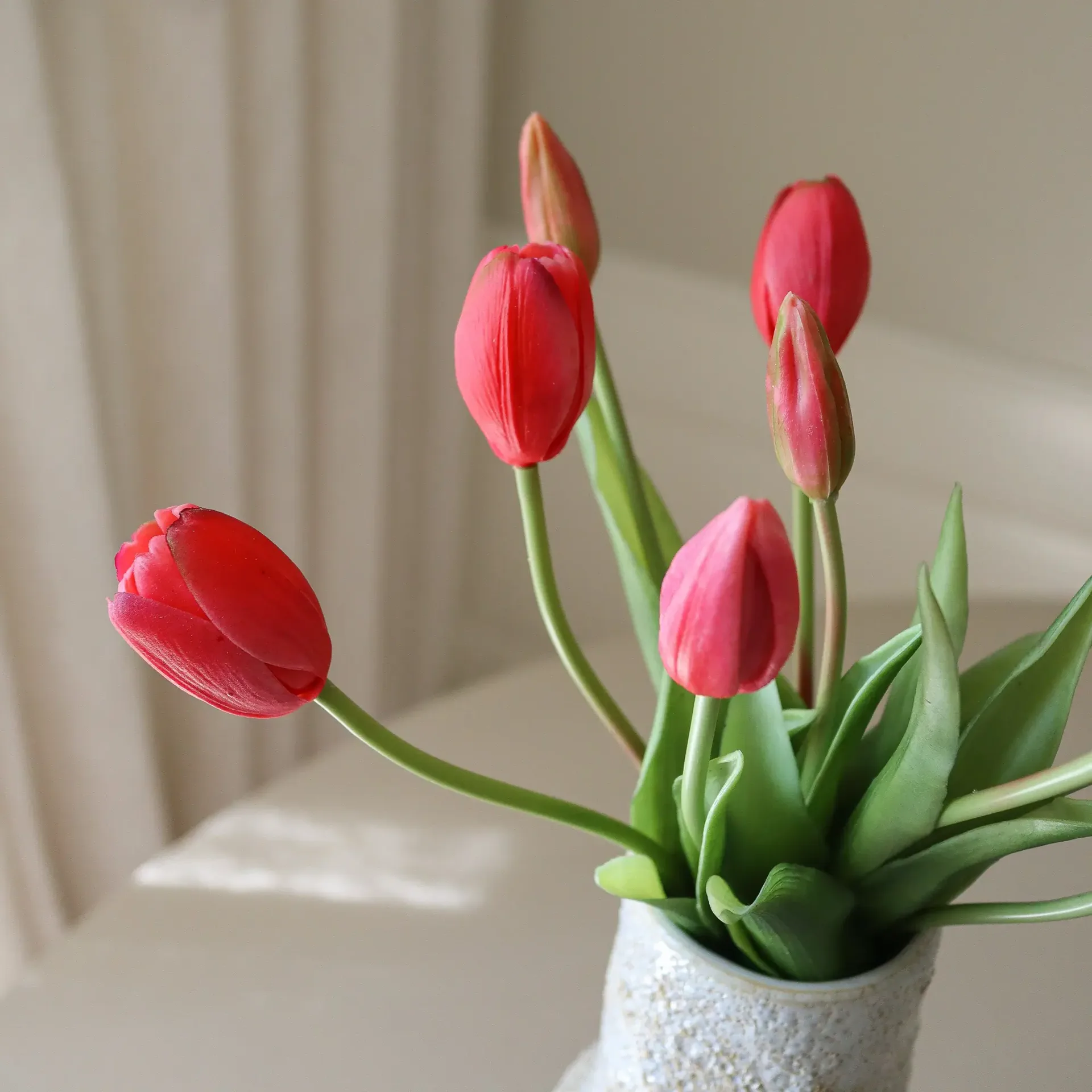 Tulipani finti bouquet, Rosso chiaro, 5 pz Botané