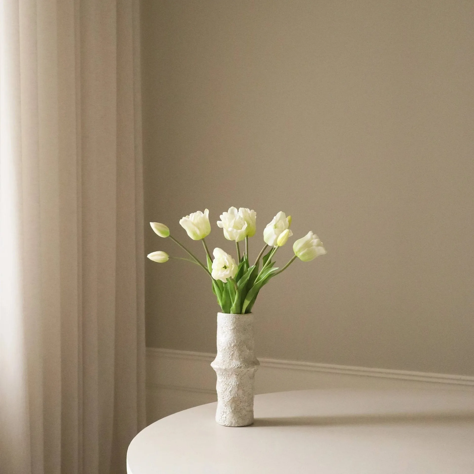 Tulipani Triumph bouquet artificiale, Bianco, 10 pz Botané