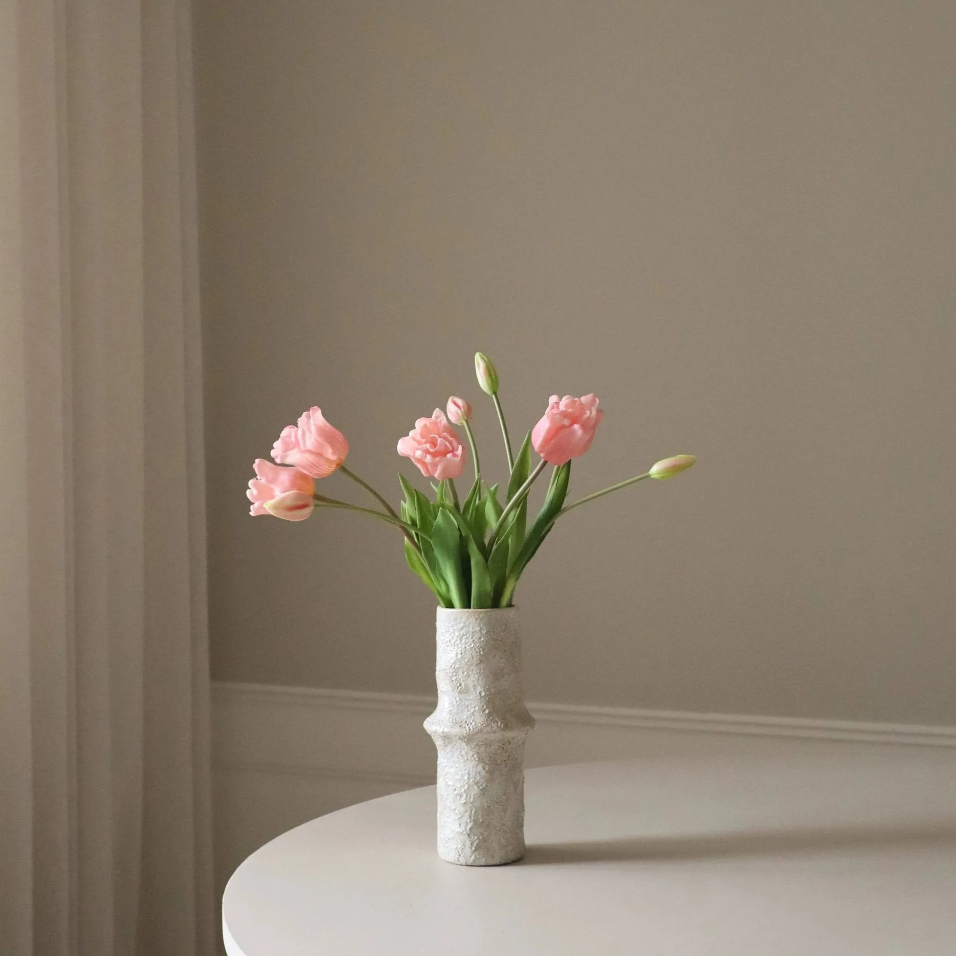 Tulipani Triumph bouquet artificiale, Rosa chiaro, 10 pz Botané