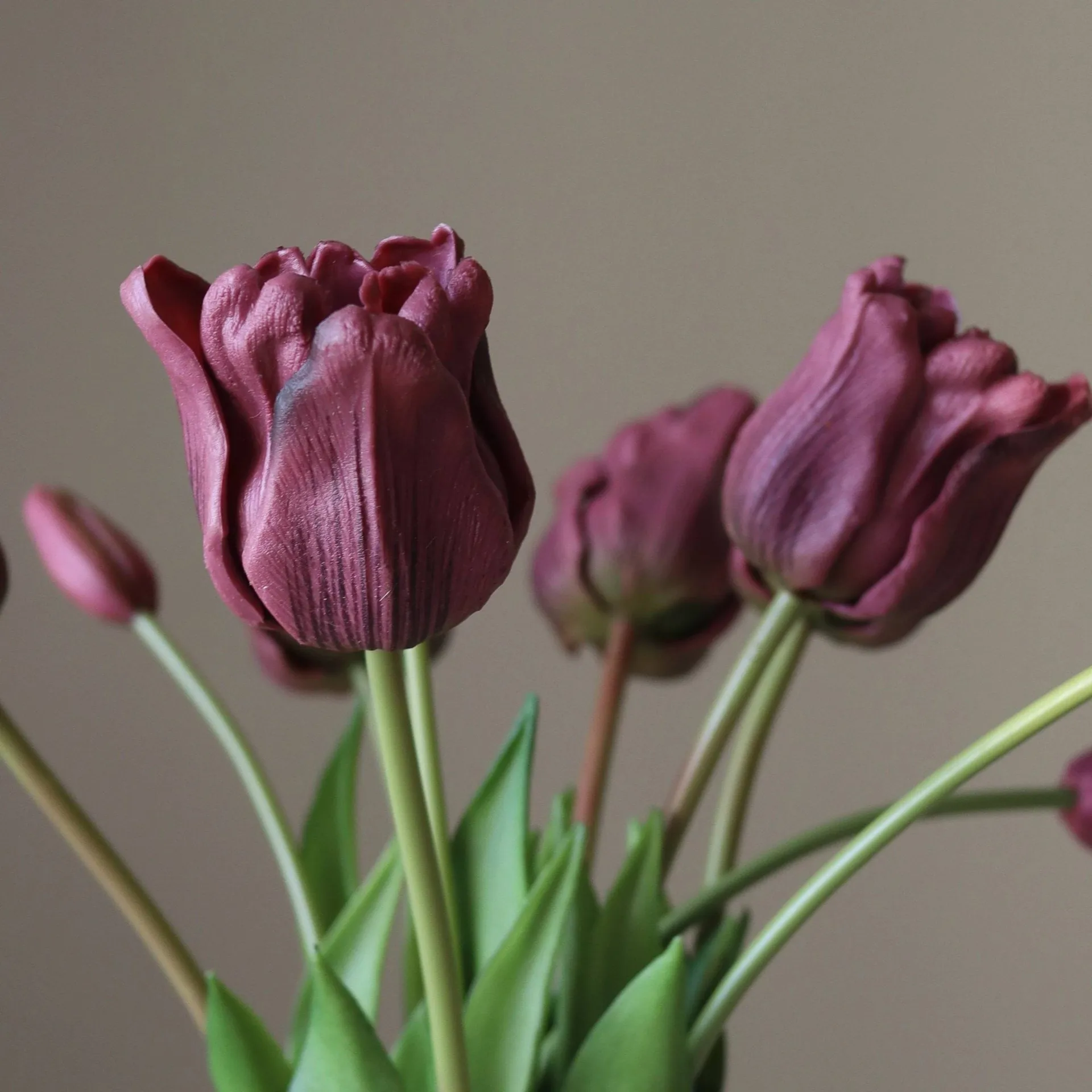 Tulipani Triumph bouquet artificiale, Viola, 10 pz Botané