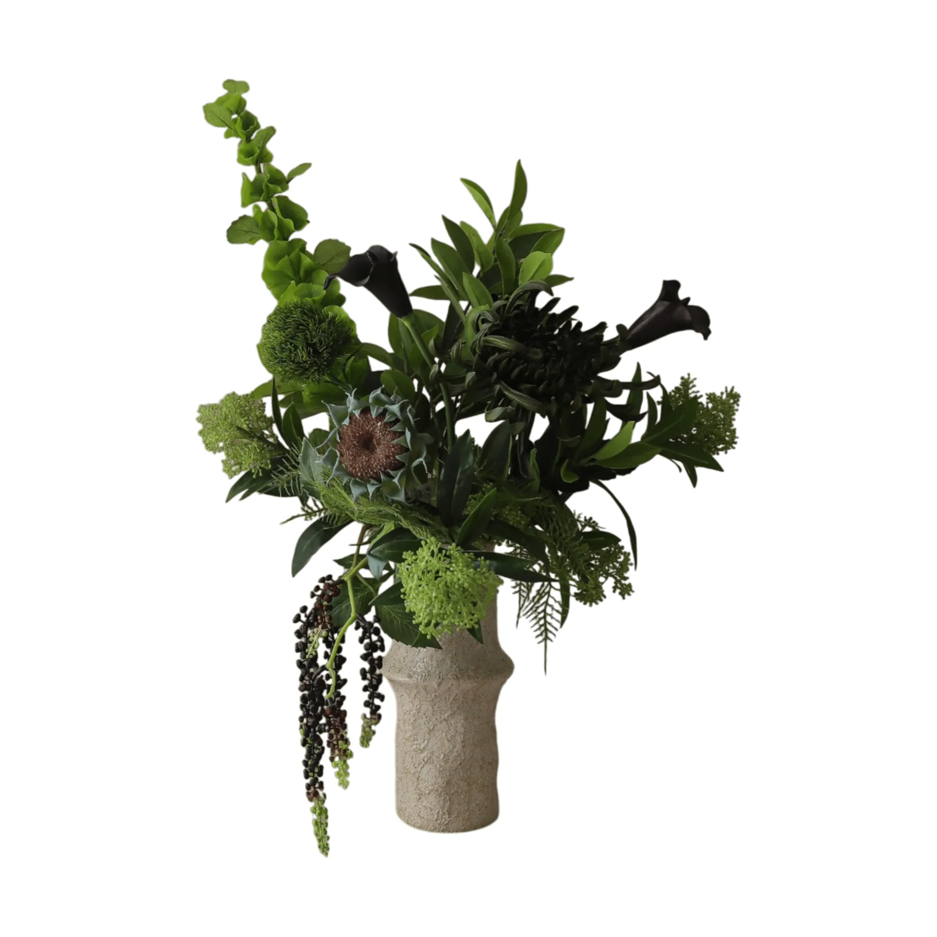 Verdant Noir bouquet artificiale, Calla-crisantemo ragno-girasole autunnale, 92 cm, 13 pz Botané