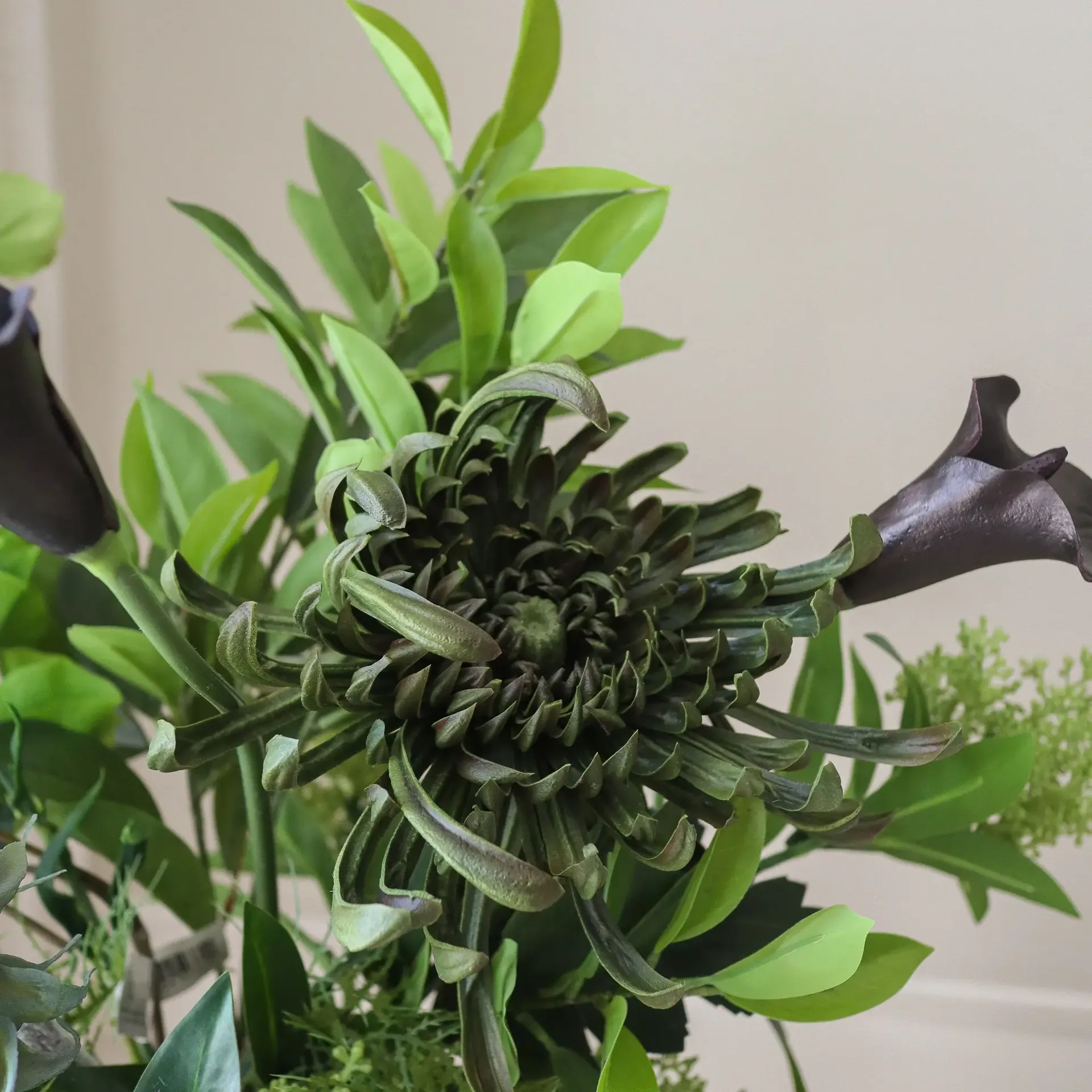 Verdant Noir bouquet artificiale, Calla-crisantemo ragno-girasole autunnale, 92 cm, 13 pz Botané