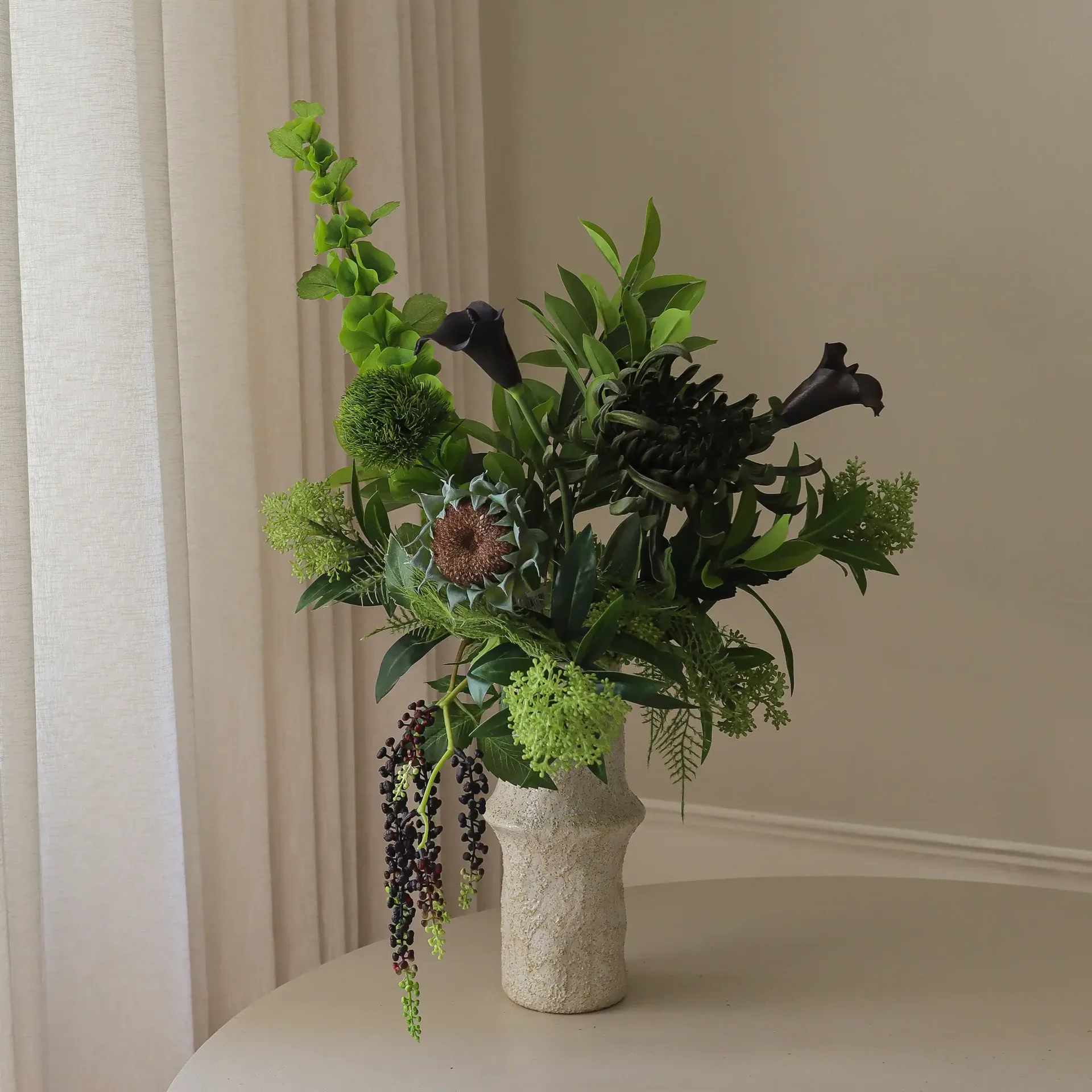 Verdant Noir bouquet artificiale, Calla-crisantemo ragno-girasole autunnale, 92 cm, 13 pz Botané
