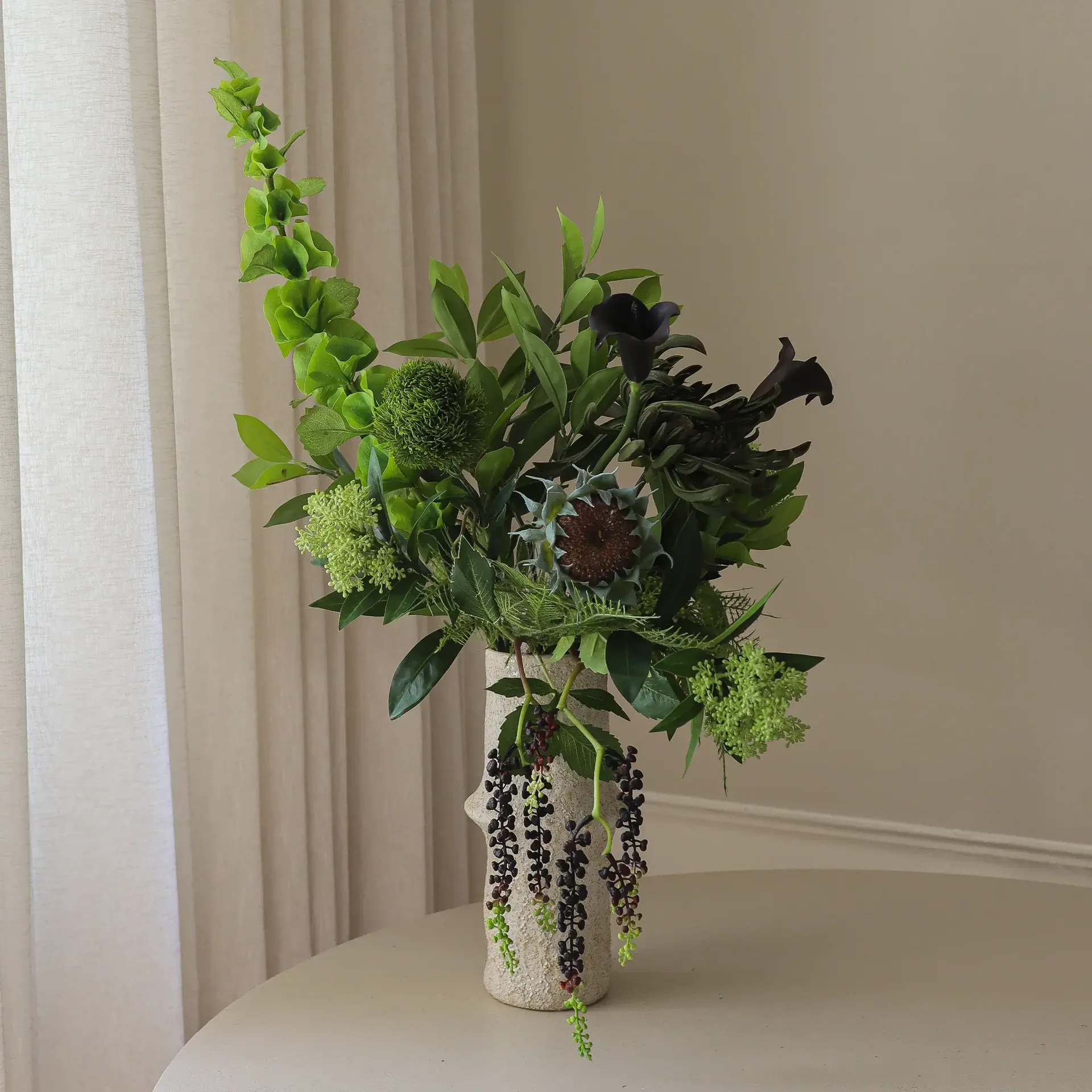 Verdant Noir bouquet artificiale, Calla-crisantemo ragno-girasole autunnale, 92 cm, 13 pz Botané