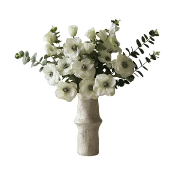 White Satin bouquet artificiale - Anemone-eucalipto 9 pz - Botané