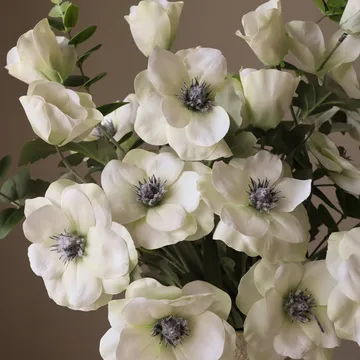 White Satin bouquet artificiale - Anemone-eucalipto 9 pz - Botané