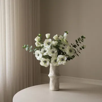 White Satin bouquet artificiale - Anemone-eucalipto 9 pz - Botané