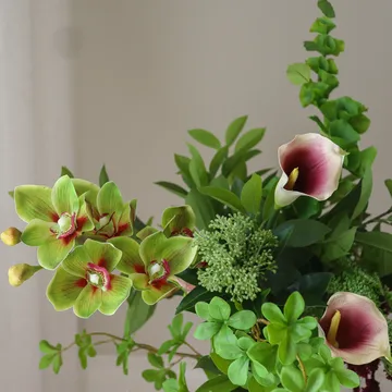 Wild Grove bouquet artificiale - Calla-orchidea cymbidium-carota selvatica, 112 cm, 16 pz - Botané