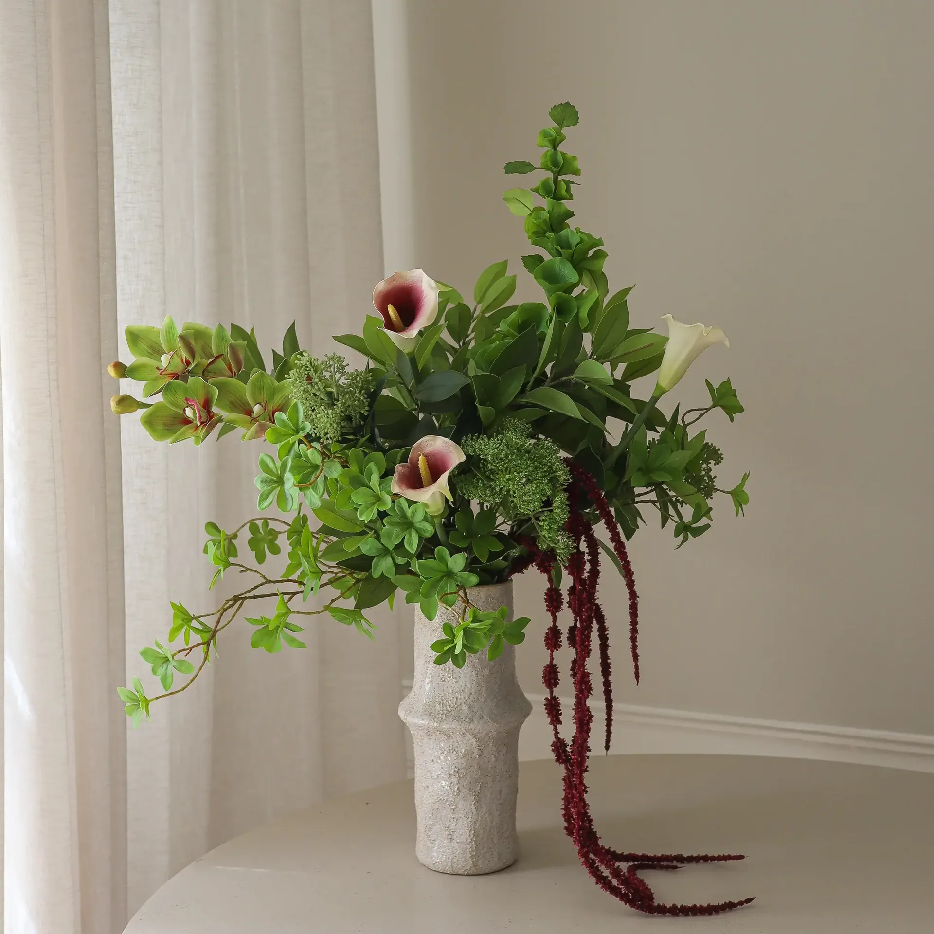 Wild Grove bouquet artificiale, Calla-orchidea cymbidium-carota selvatica, 112 cm, 16 pz Botané